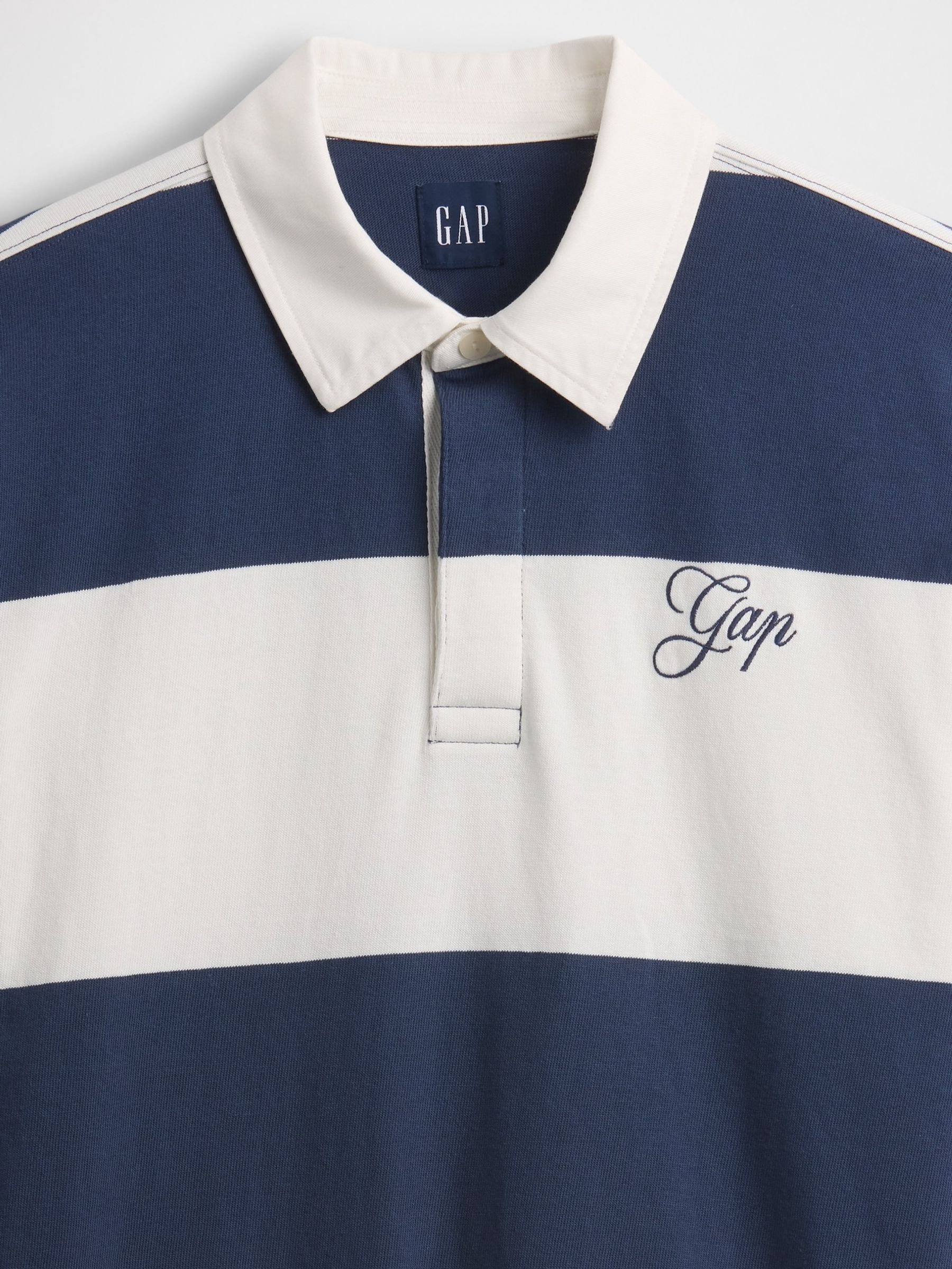 Blue Stripe Relaxed Logo Rugby Shirt - Image 4 of 4
