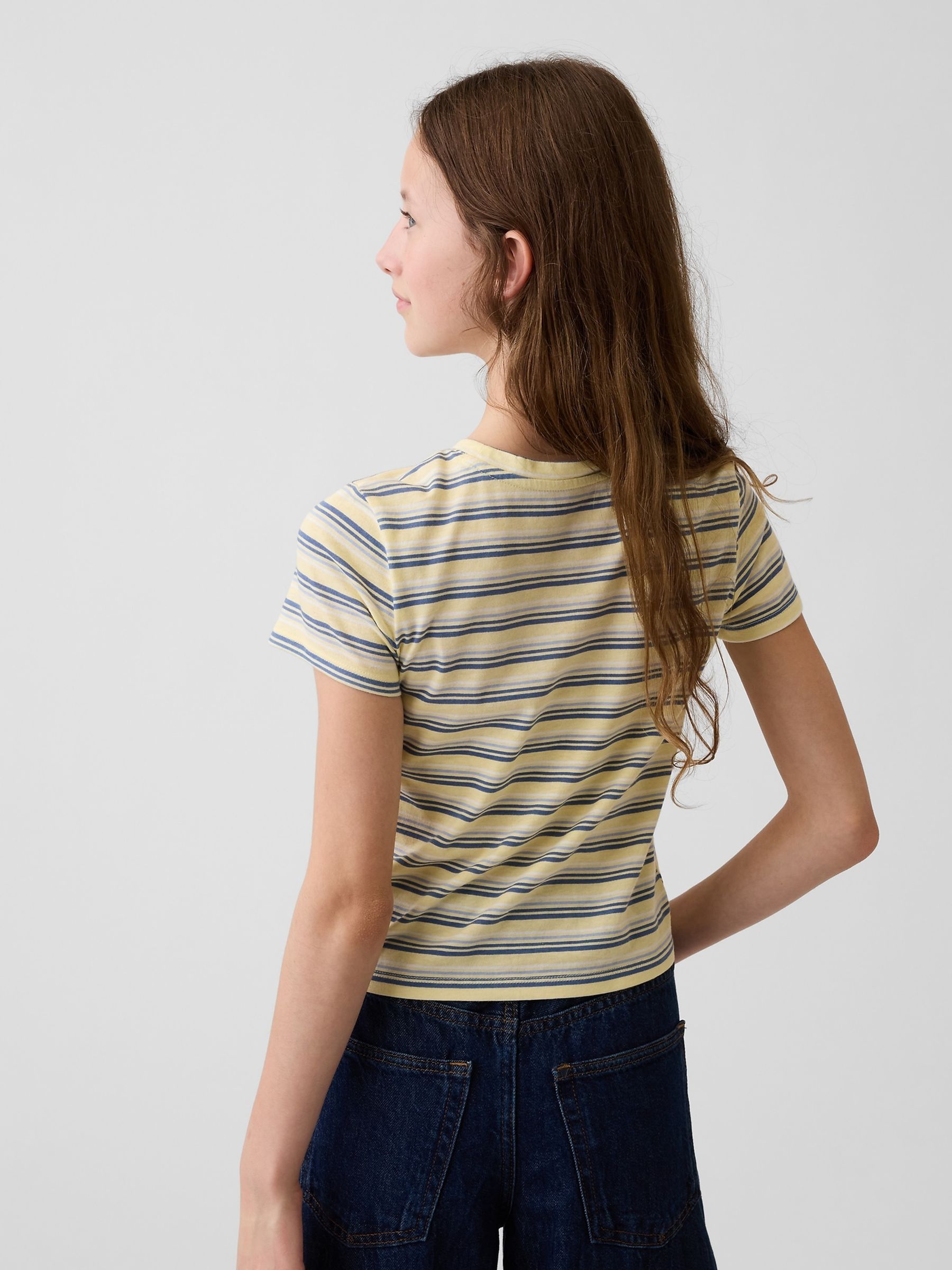 Yellow/Grey Stripe VinstageSoft Short Sleeve T-Shirt - Image 2 of 4