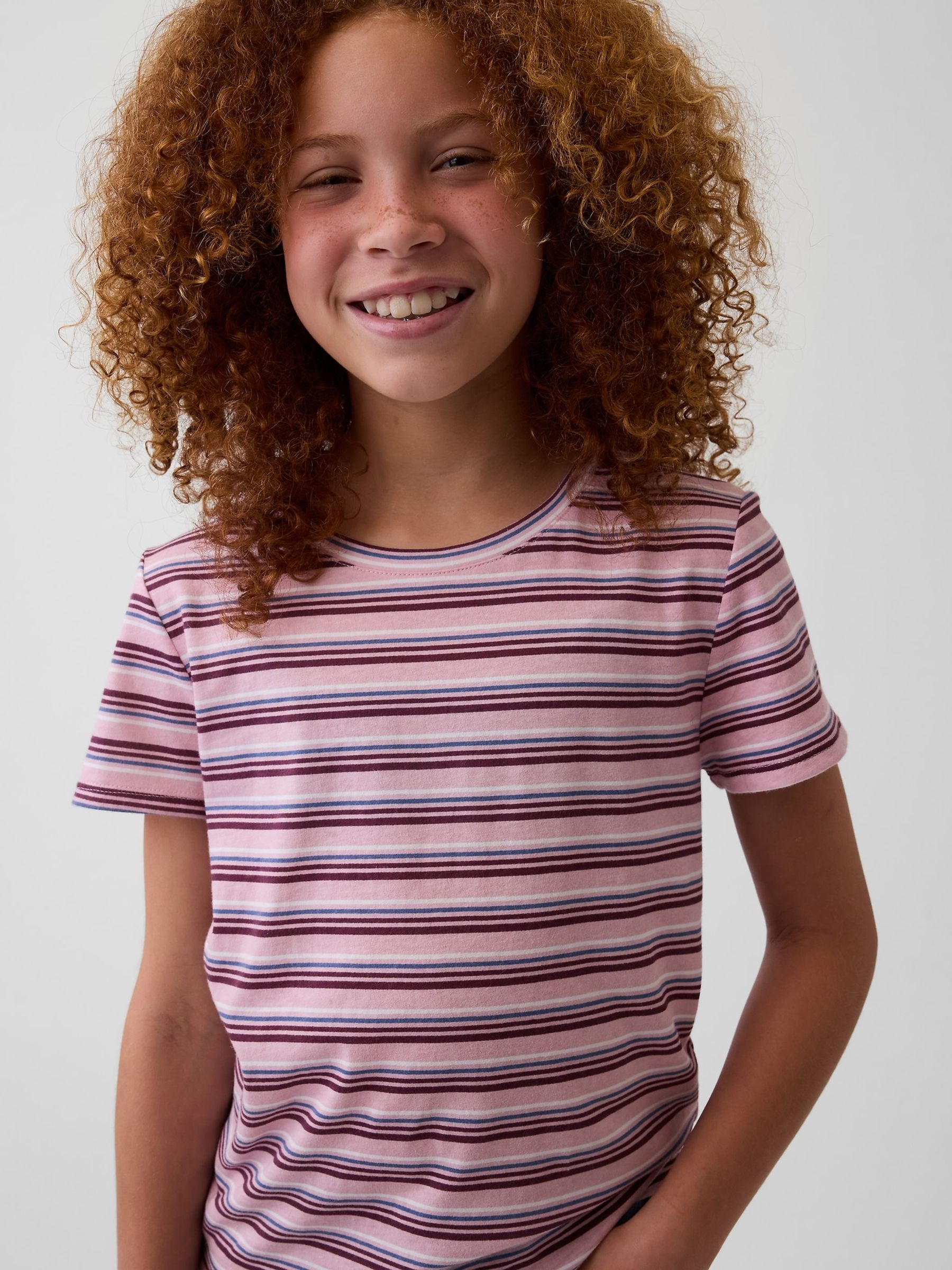 Pink/Burgundy Stripe VinstageSoft Short Sleeve T-Shirt - Image 1 of 4