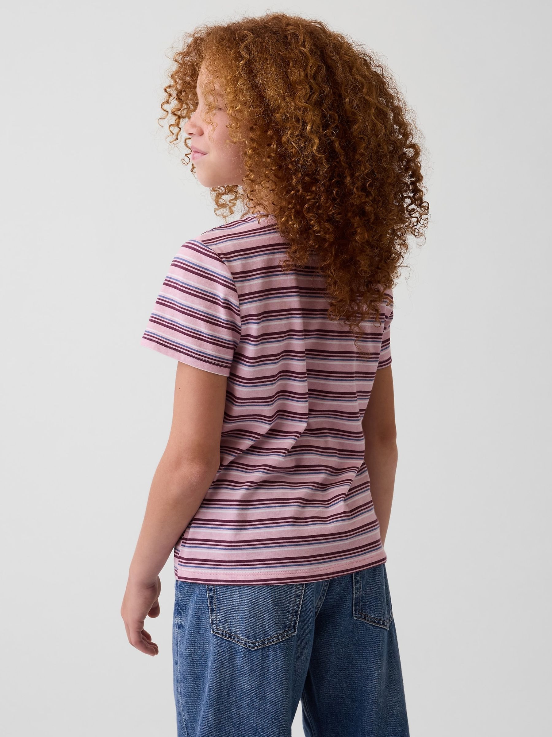 Pink/Burgundy Stripe VinstageSoft Short Sleeve T-Shirt - Image 2 of 4