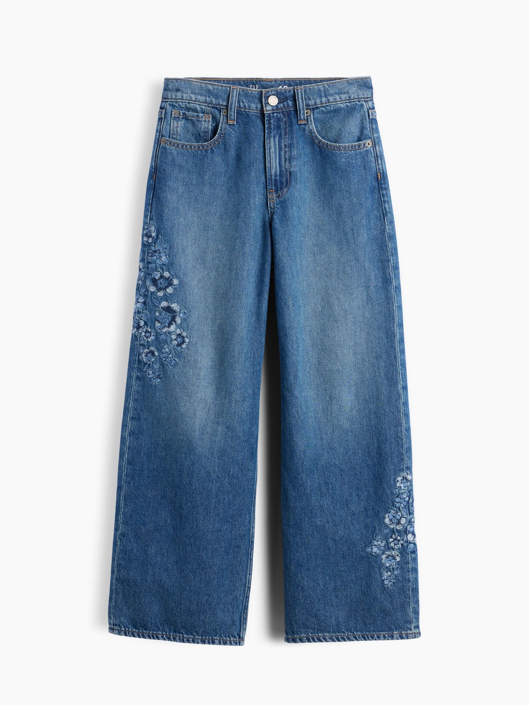 Floral Blue Embroidered Low Rise Stride Wide-Leg Jeans - Image 5 of 5