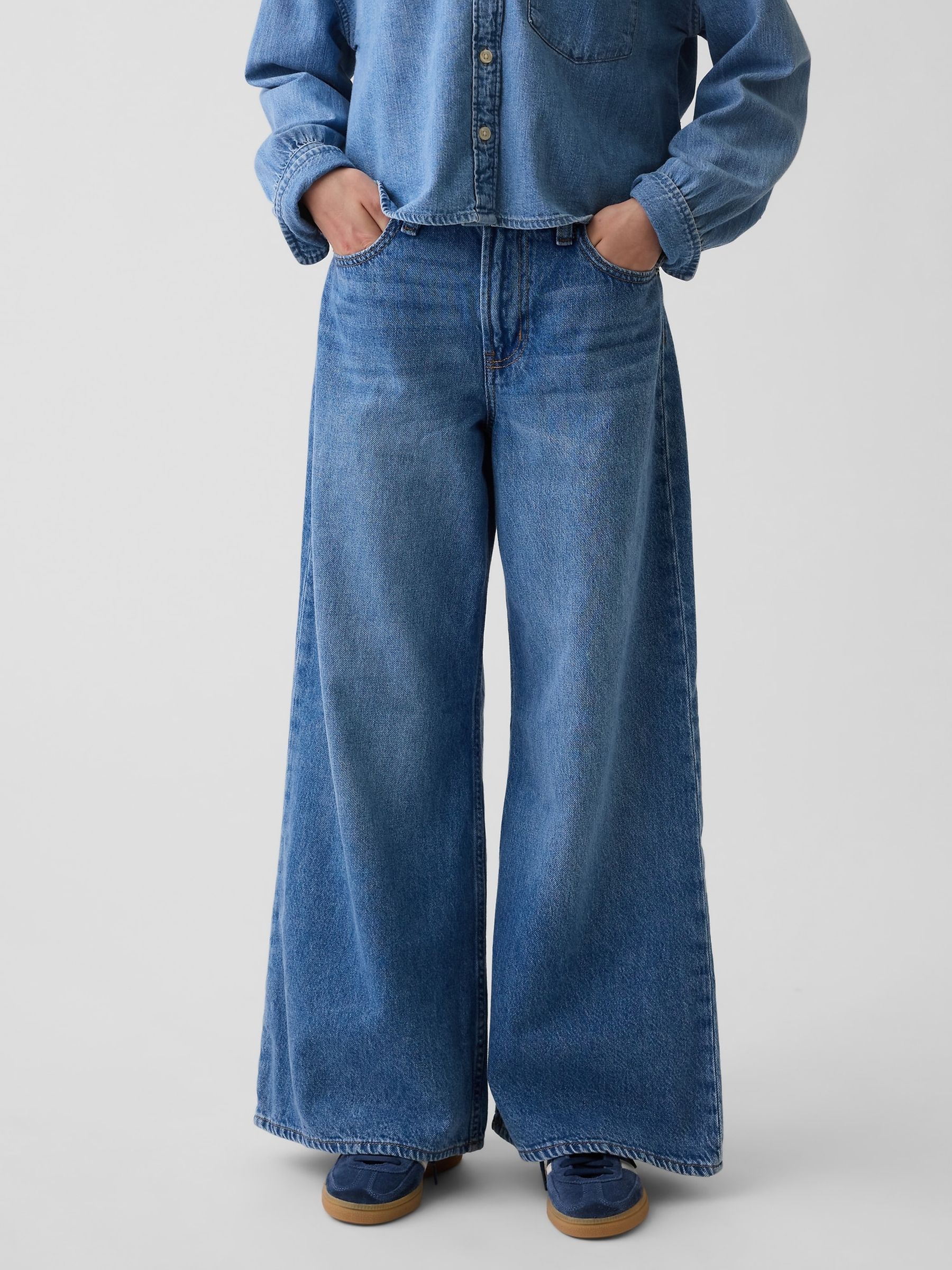 Mid Wash Low Rise Embroidered I Heart NY Baggy Jeans - Image 1 of 5