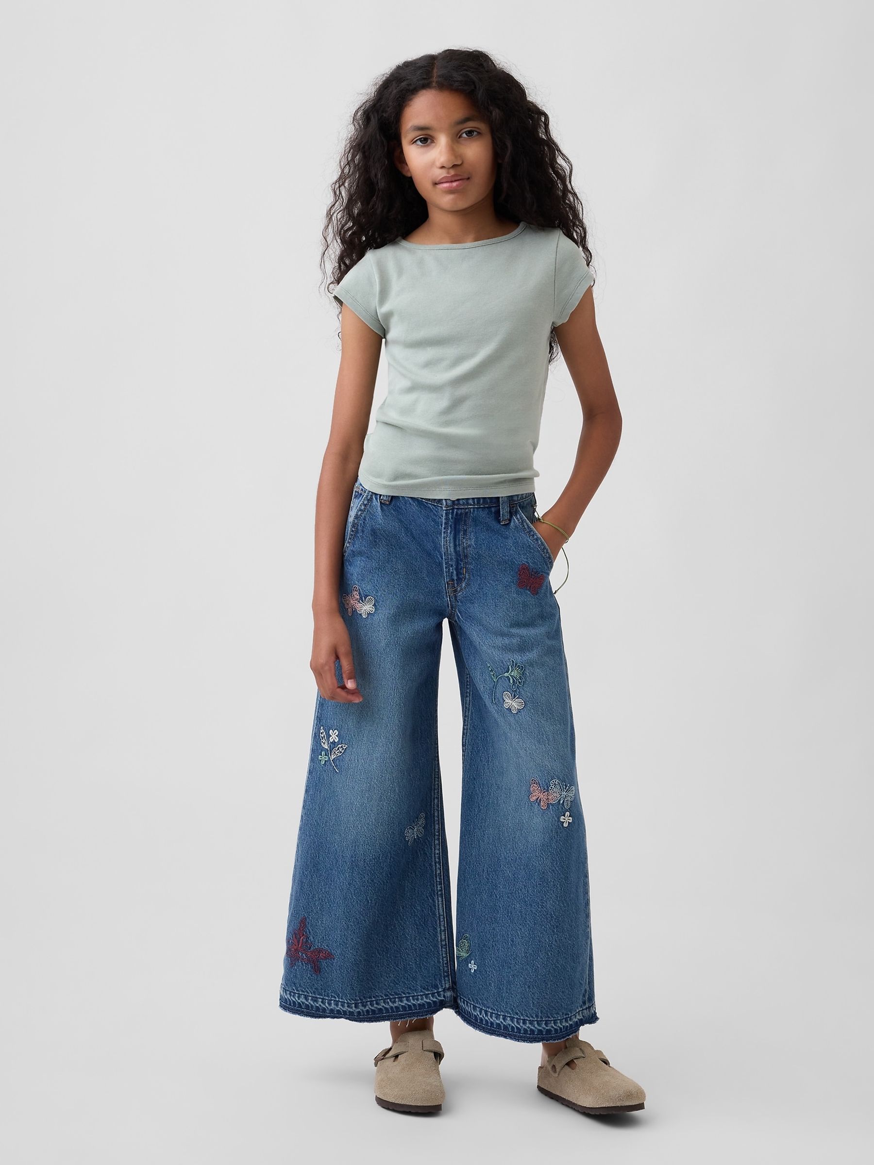 Medium Wash Embroidered Low Rise Yoke Front Baggy Jeans - Image 3 of 6