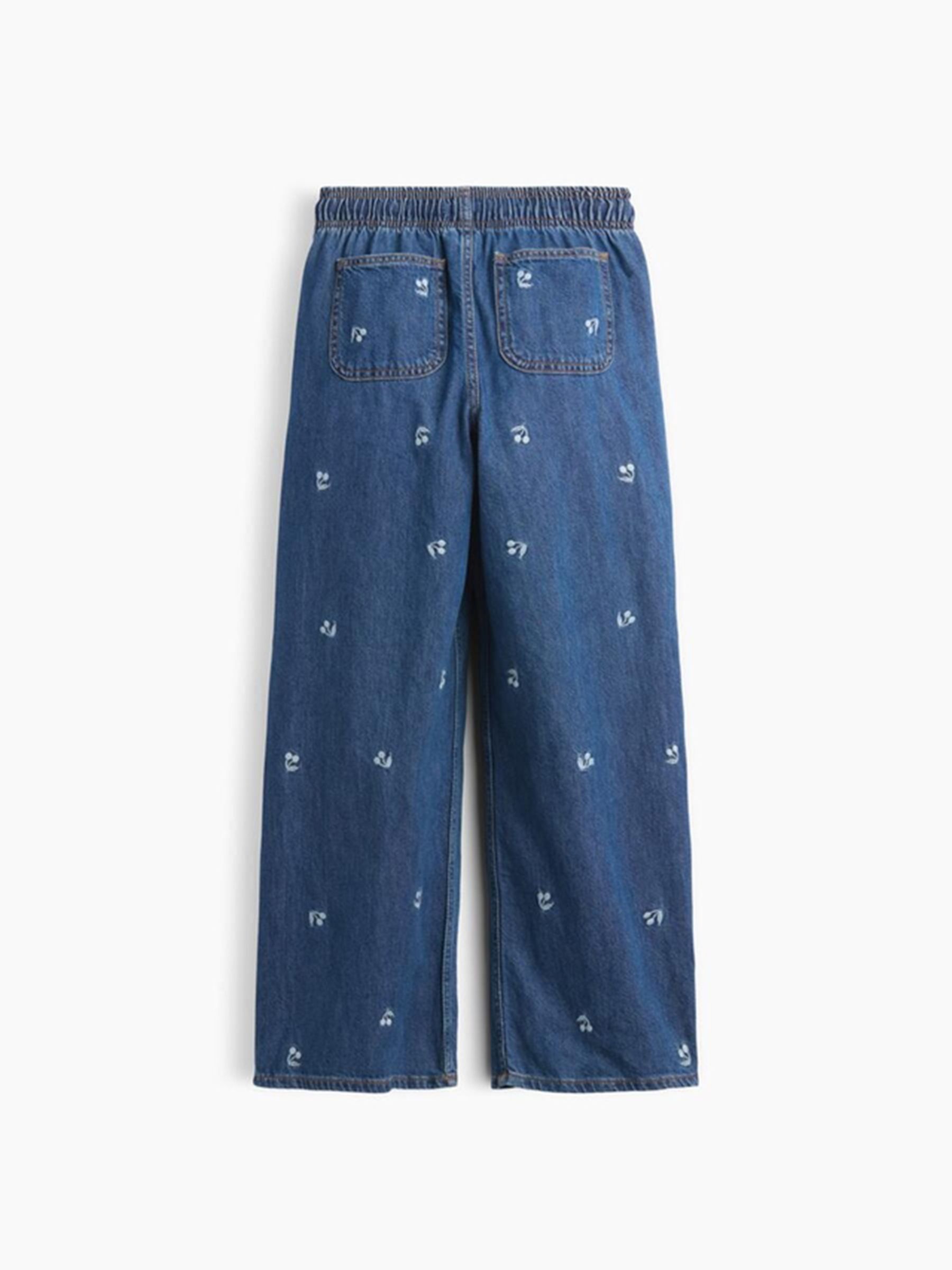 Medium Wash Cherry High Waisted Pull On Wide-Leg Jeans - Image 3 of 4