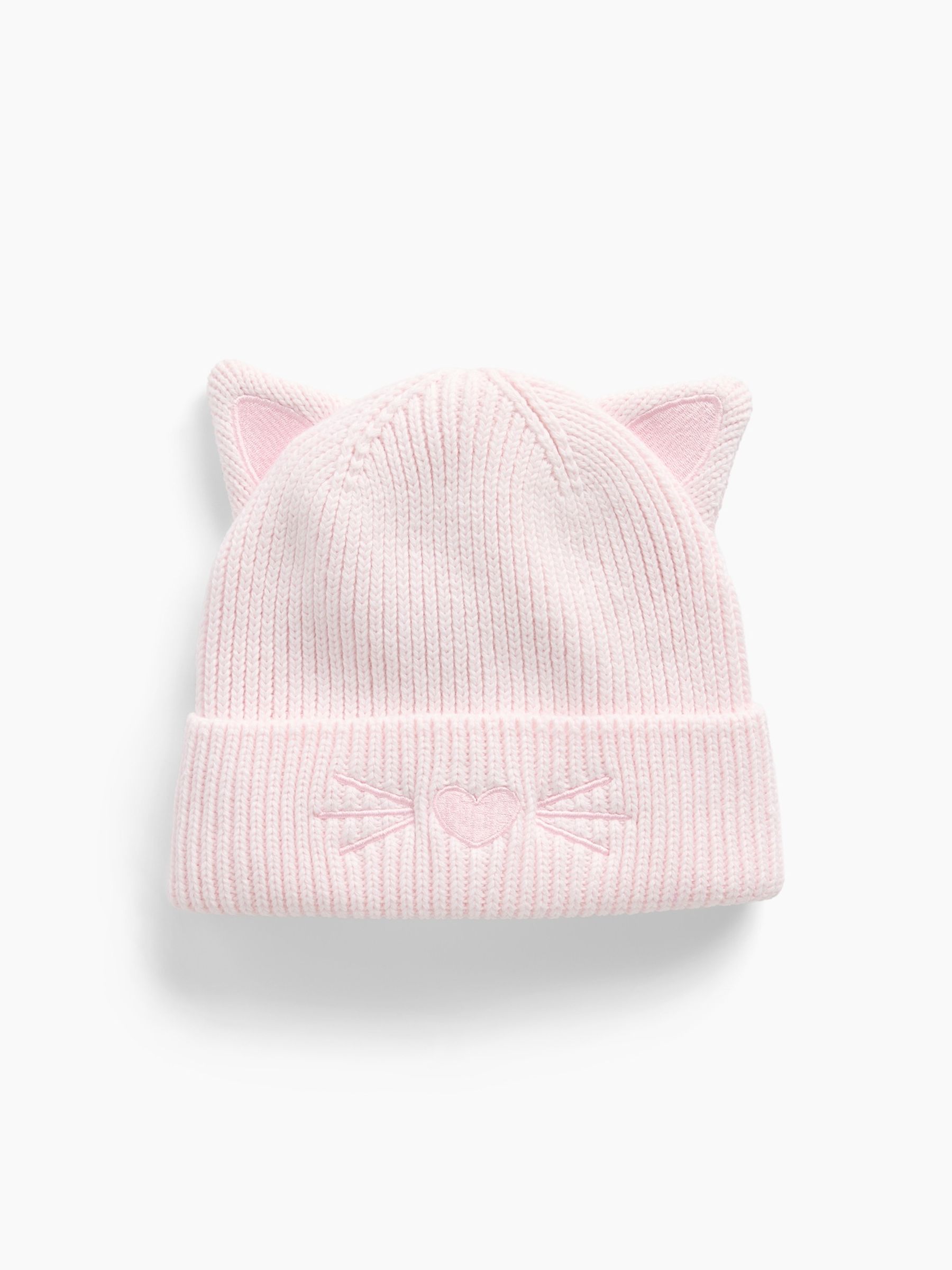Pink Ribbed Cat Beanie - Image 1 of 1 Pink Ribbed Cat Beanie - Image 1 of 1