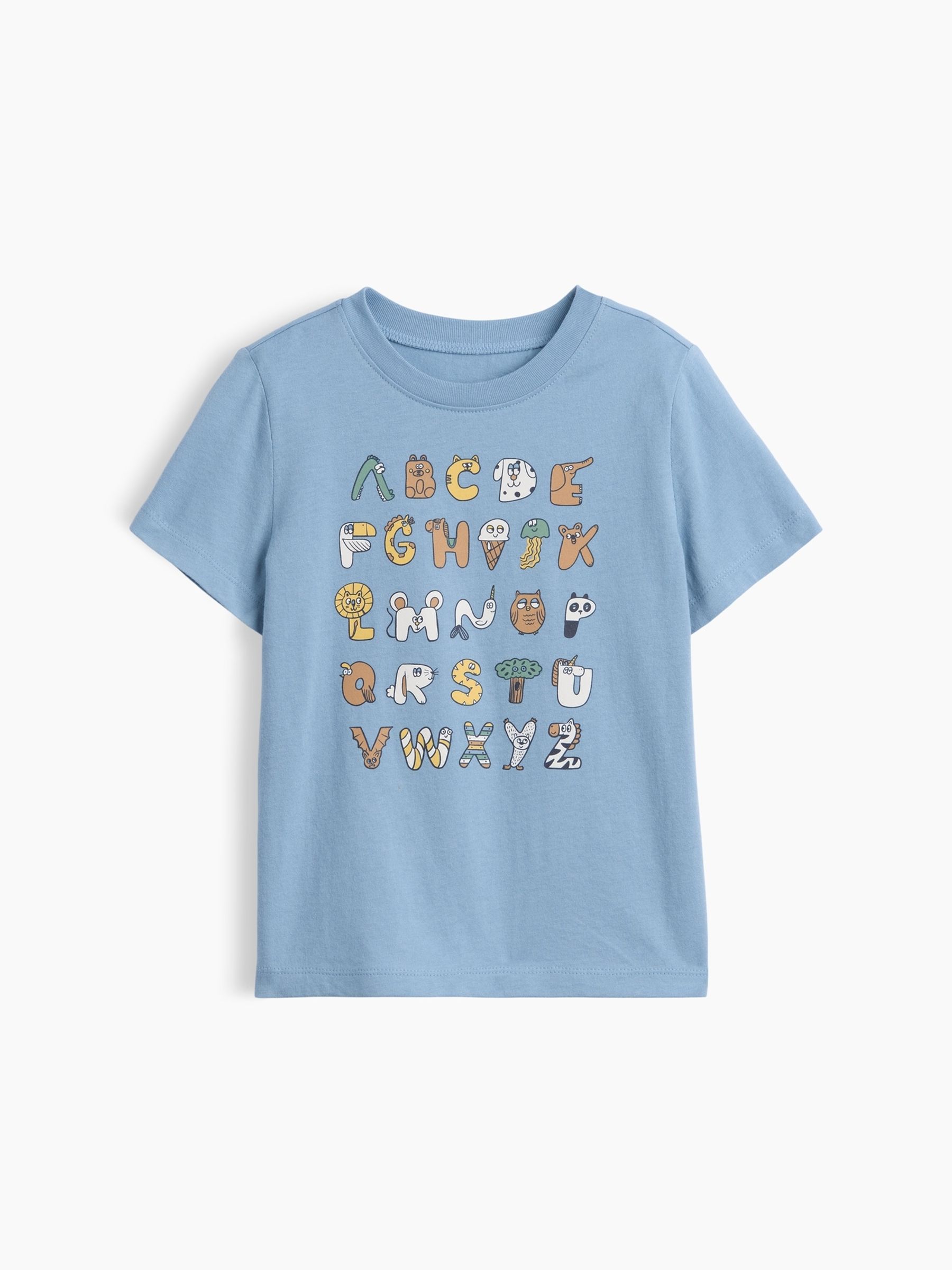Blue Alphabet Graphic Short Sleeve T-Shirt - Image 1 of 3 Blue Alphabet Graphic Short Sleeve T-Shirt - Image 1 of 3