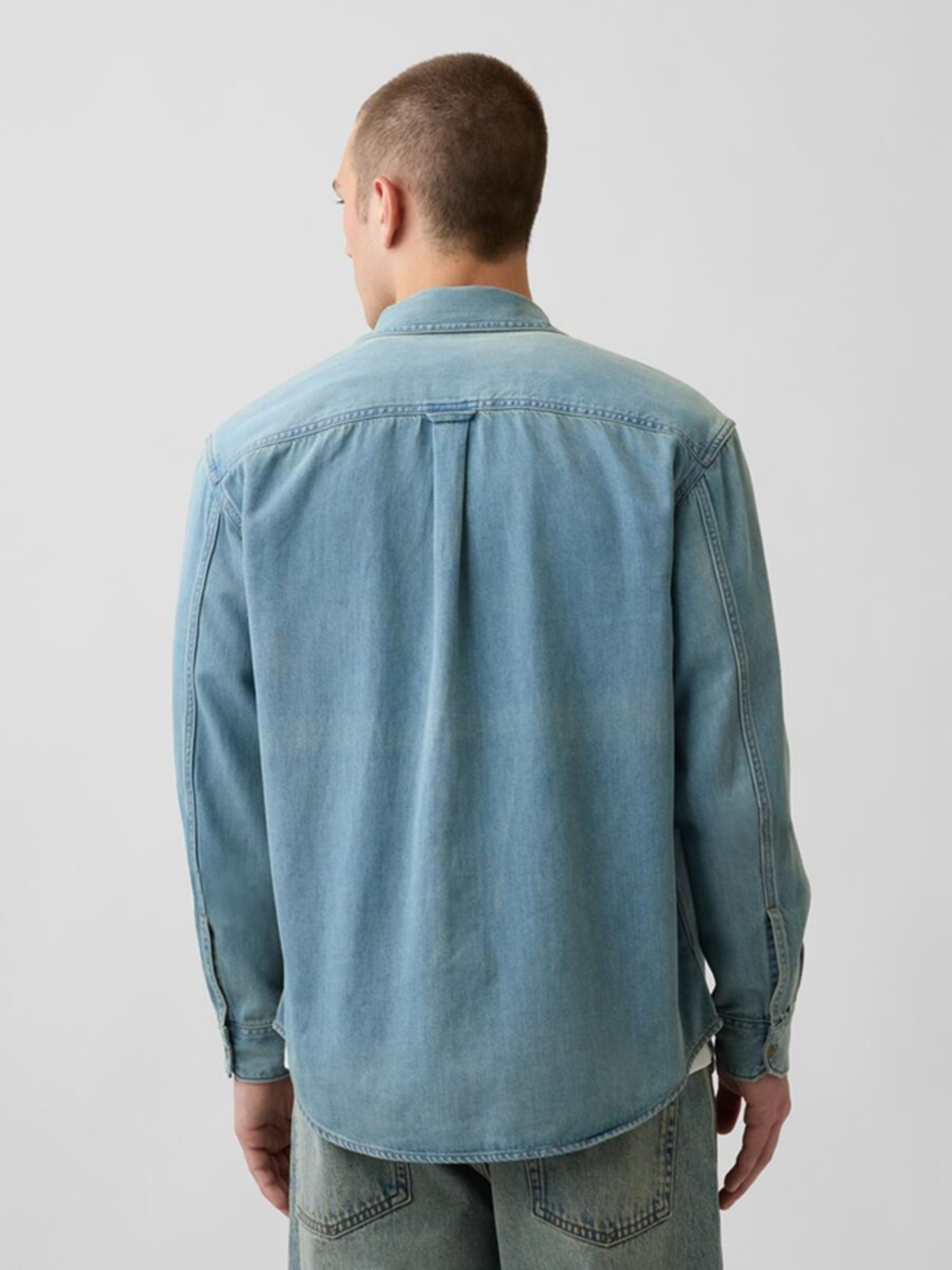 Light Wash UltraSoft Denim Relaxed Utility Shirt - Image 2 of 5