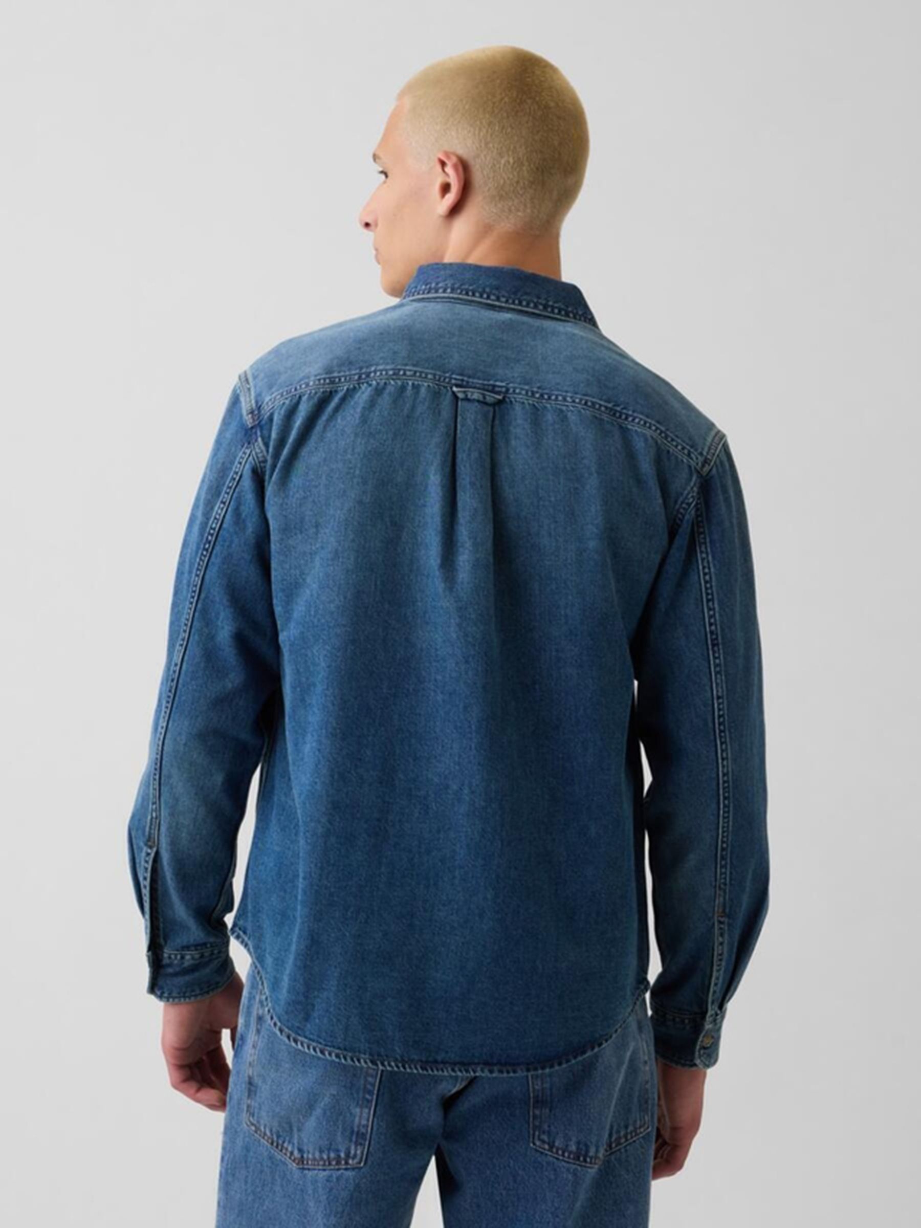 Dark Wash UltraSoft Denim Relaxed Utility Shirt - Image 2 of 5