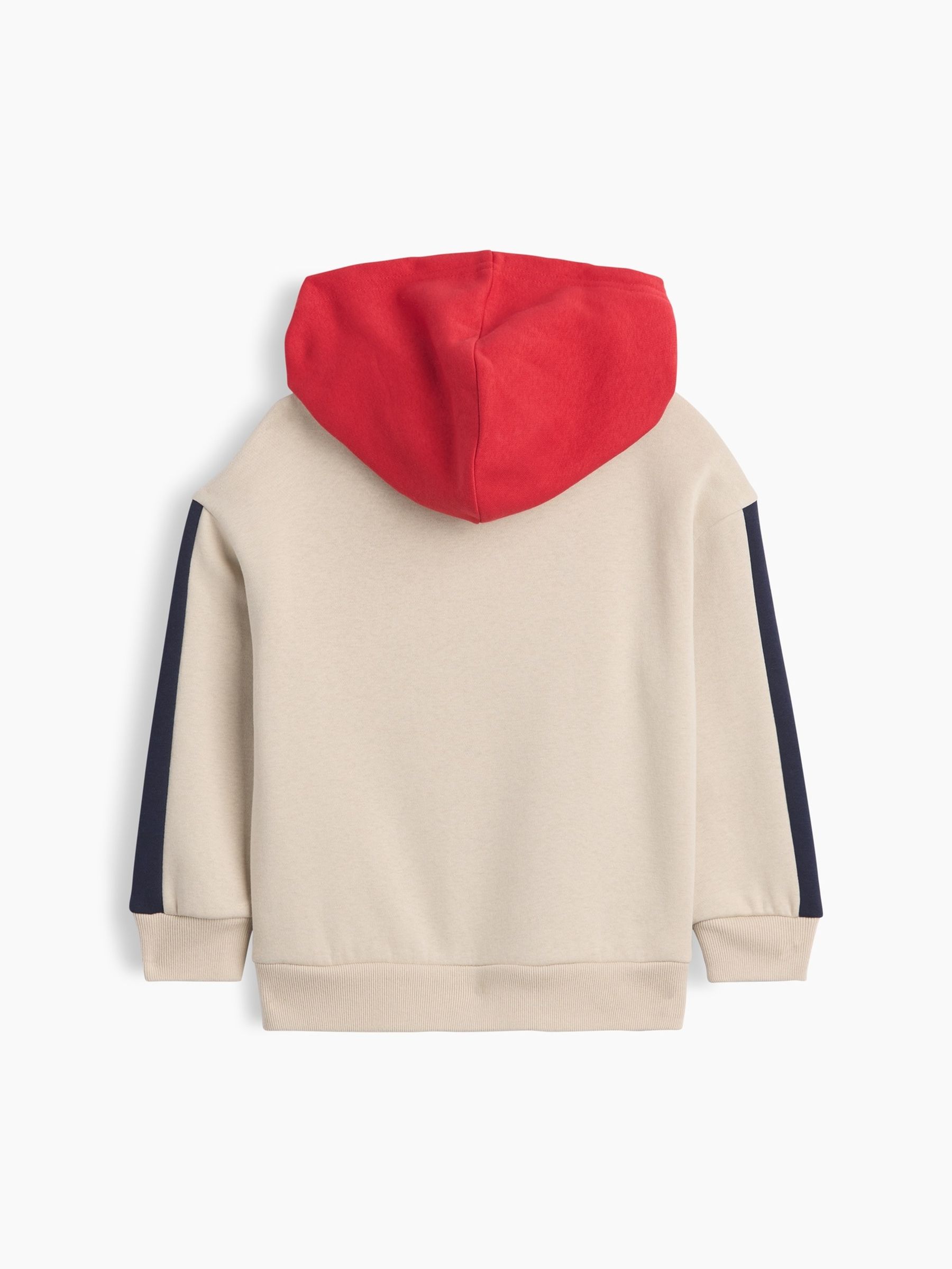 Beige/Red Relaxed Colourblock Logo Hoodie - Image 2 of 3