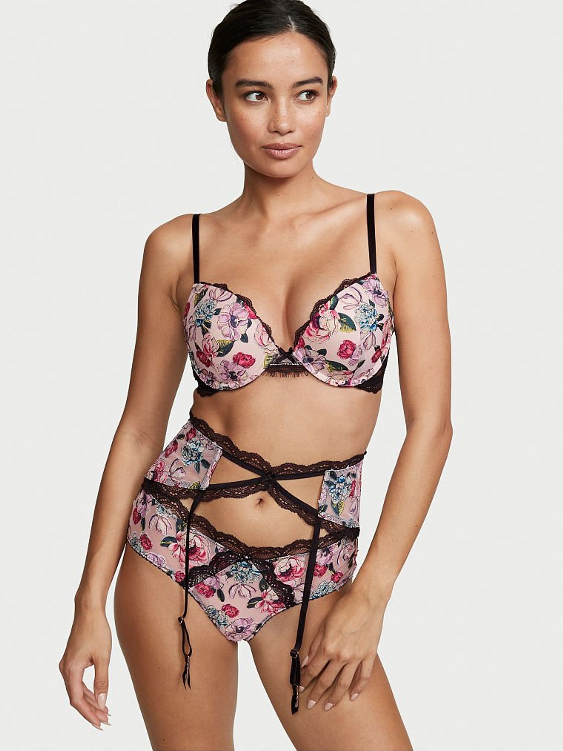 Purest Pink Embroidered Lace Suspenders - Image 1 of 4