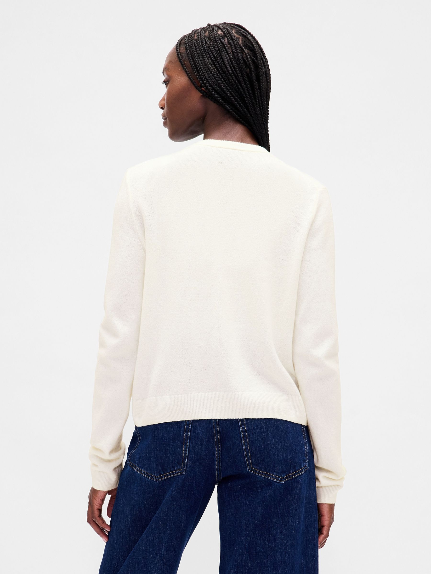 White CashSoft Crop Cardigan - Image 2 of 4
