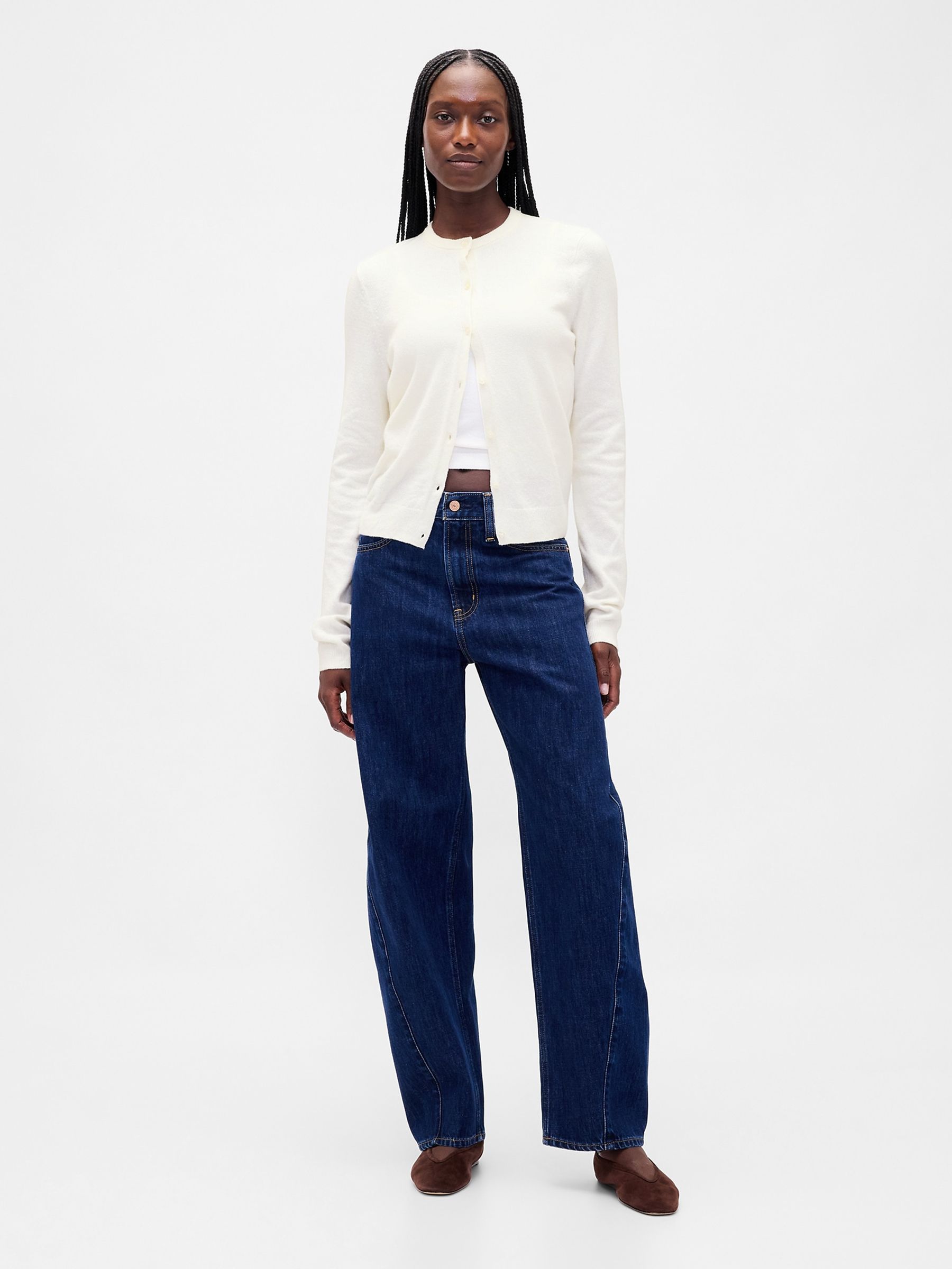 White CashSoft Crop Cardigan - Image 3 of 4