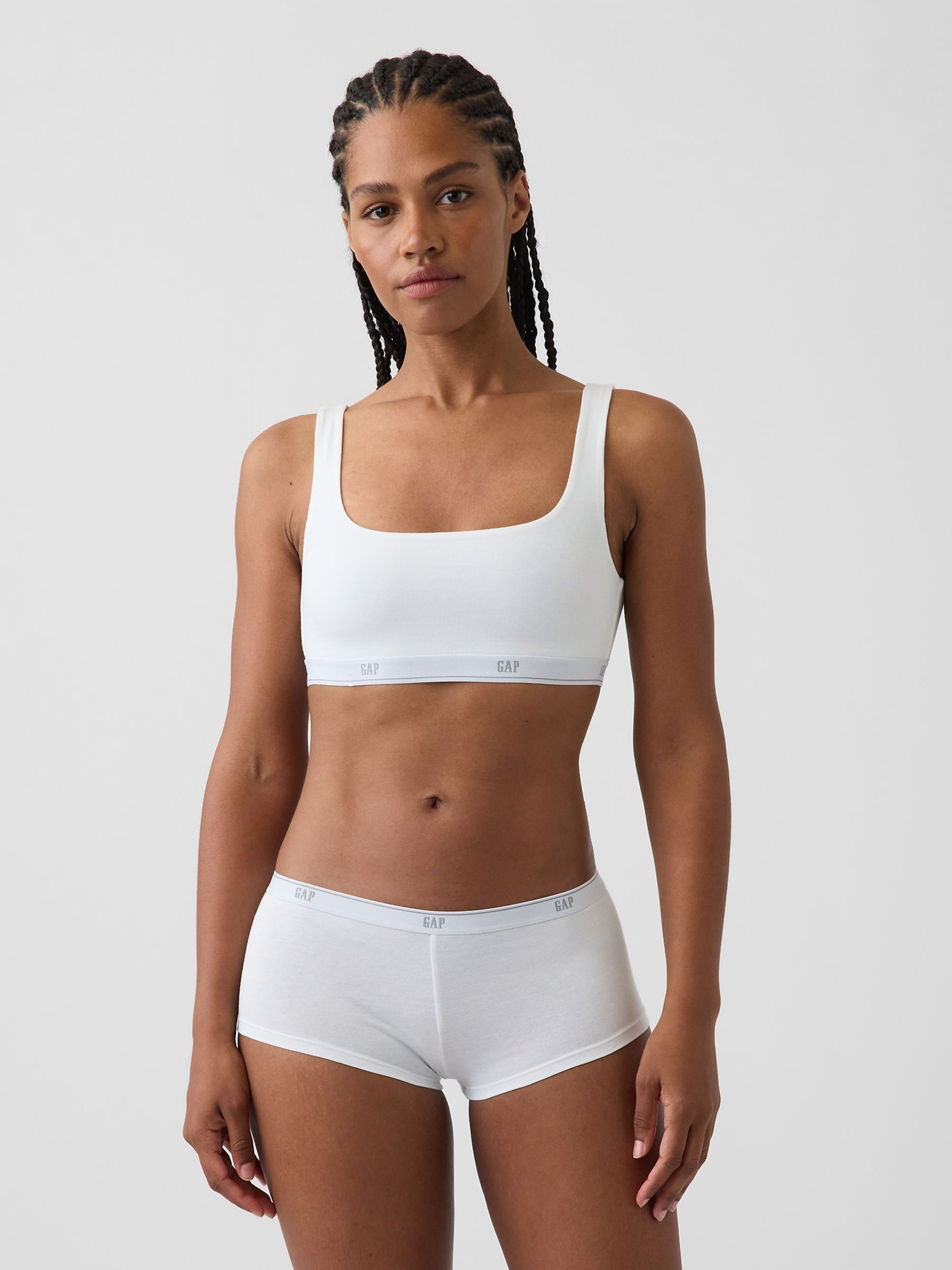 White Softest Stretch Logo Bralette - Image 1 of 5