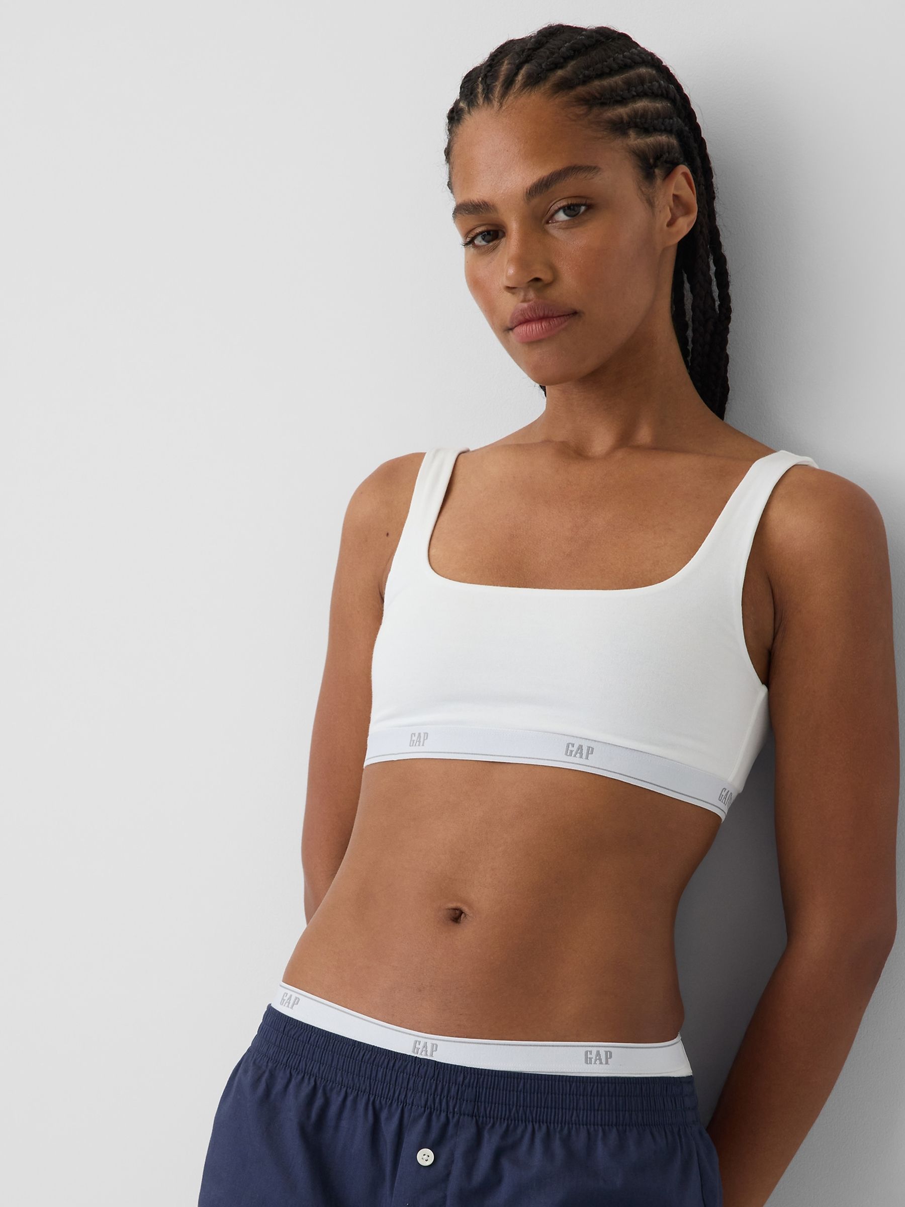 White Softest Stretch Logo Bralette - Image 4 of 5