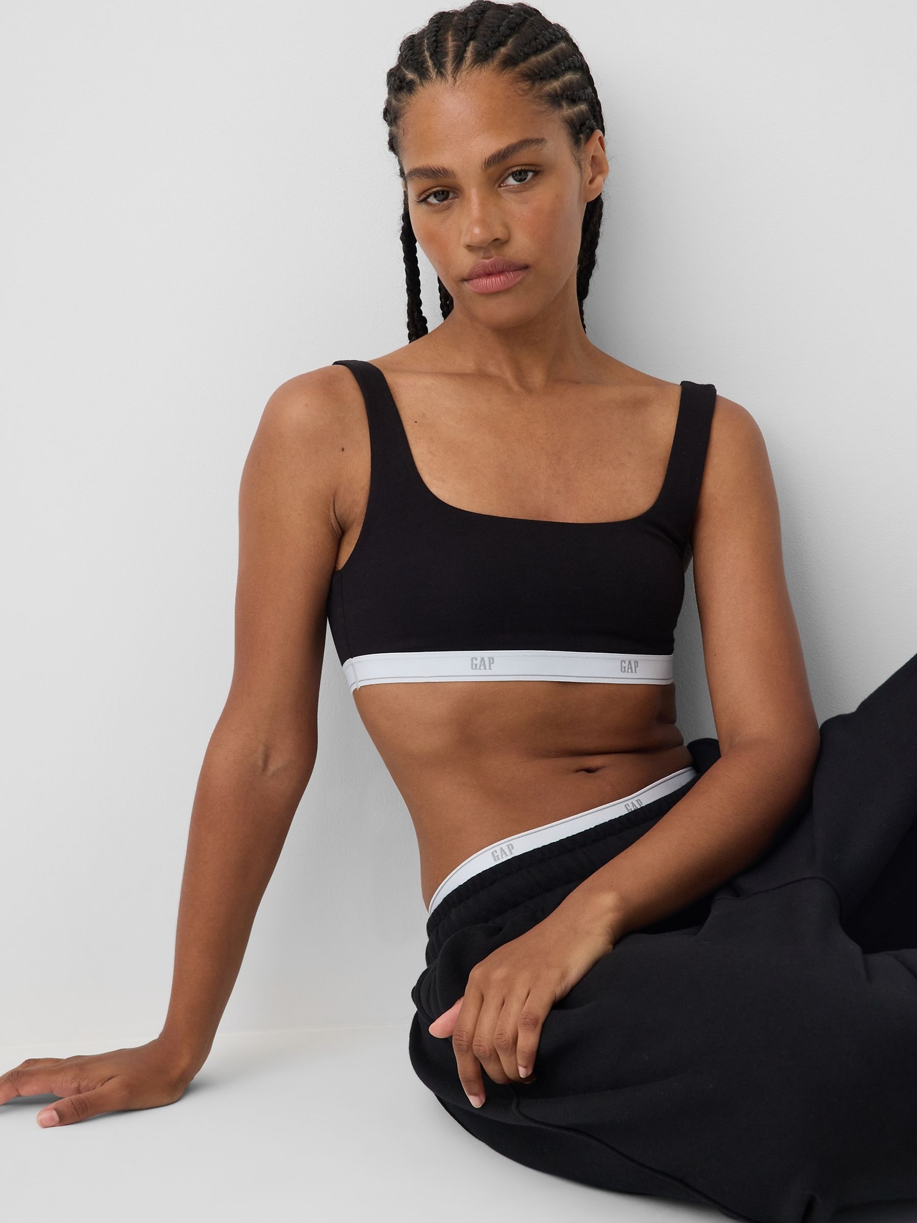 Black Softest Stretch Logo Bralette - Image 3 of 5