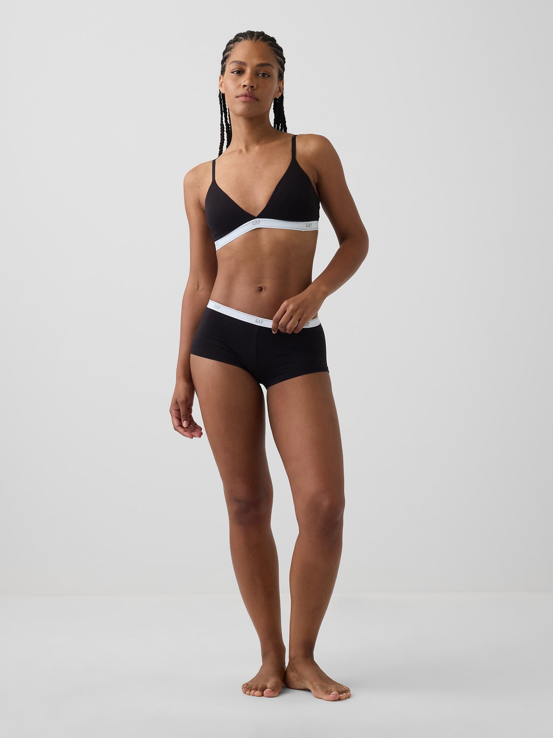Black Softest Stretch Cotton Logo Triangle Bra - Image 5 of 5