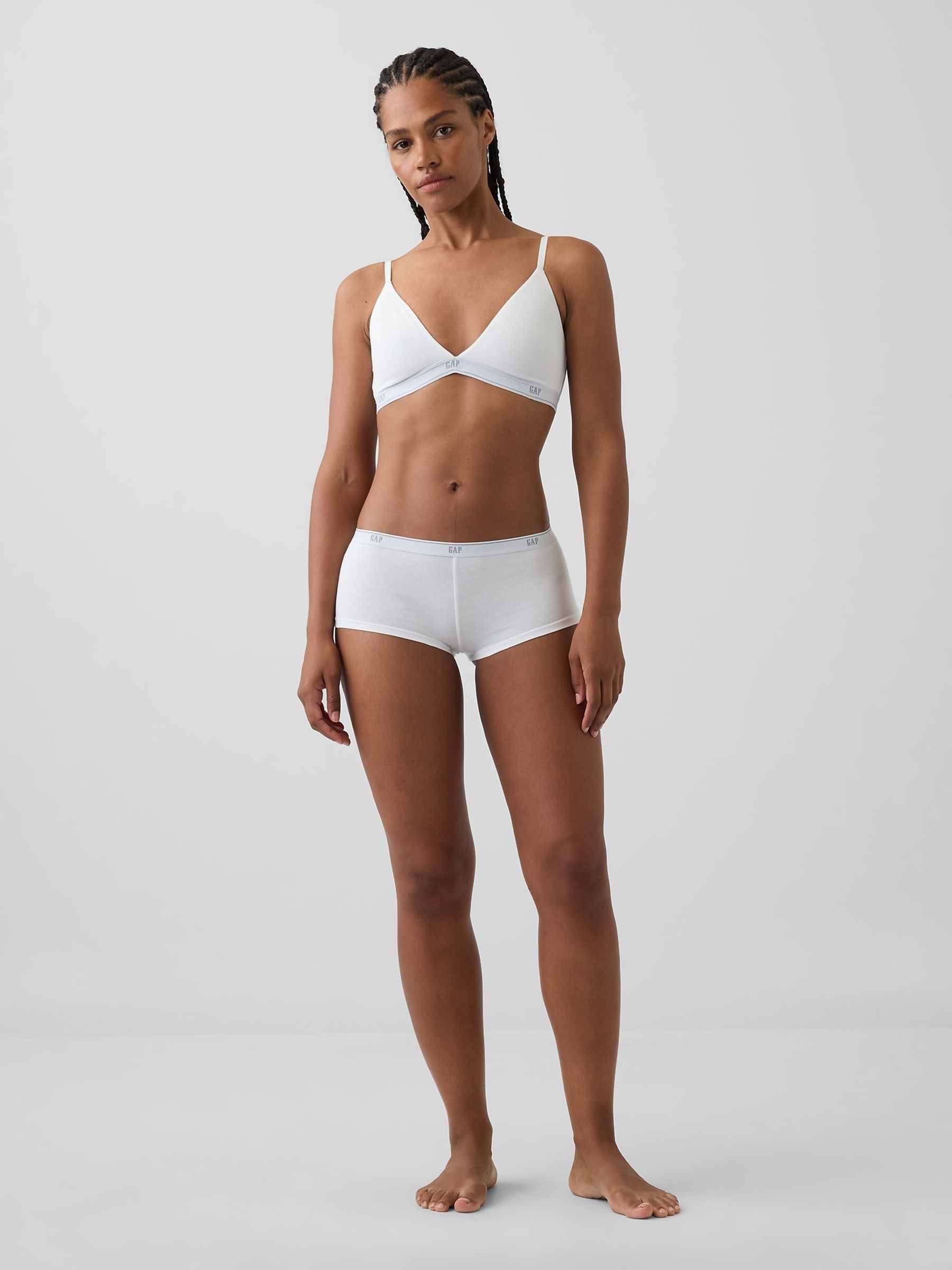 White Softest Stretch Cotton Logo Triangle Bra - Image 3 of 5