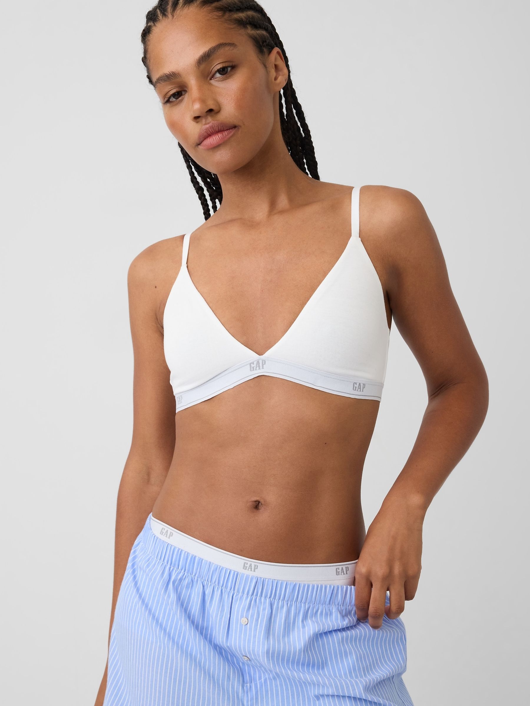 White Softest Stretch Cotton Logo Triangle Bra - Image 4 of 5