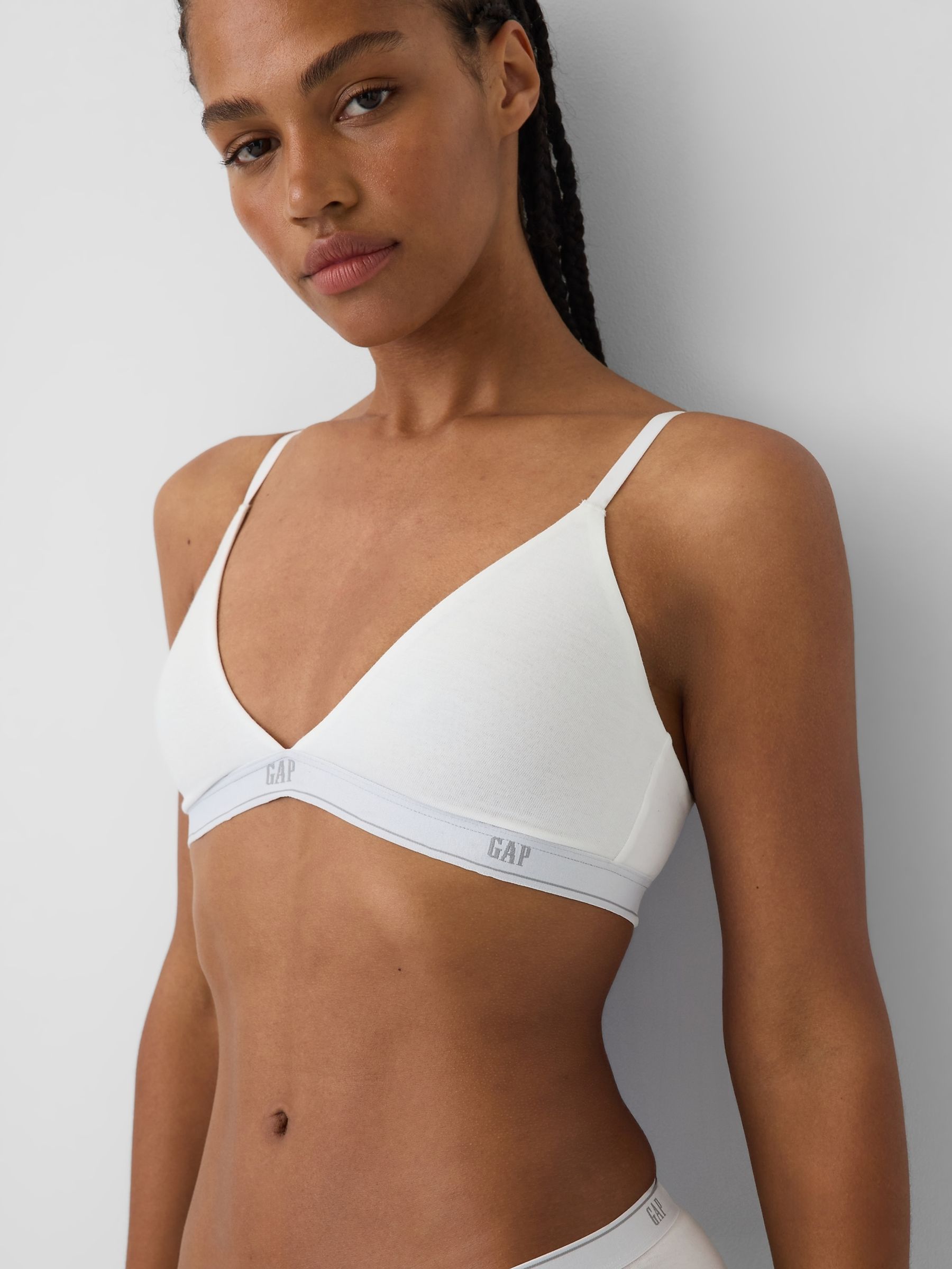 White Softest Stretch Cotton Logo Triangle Bra - Image 5 of 5