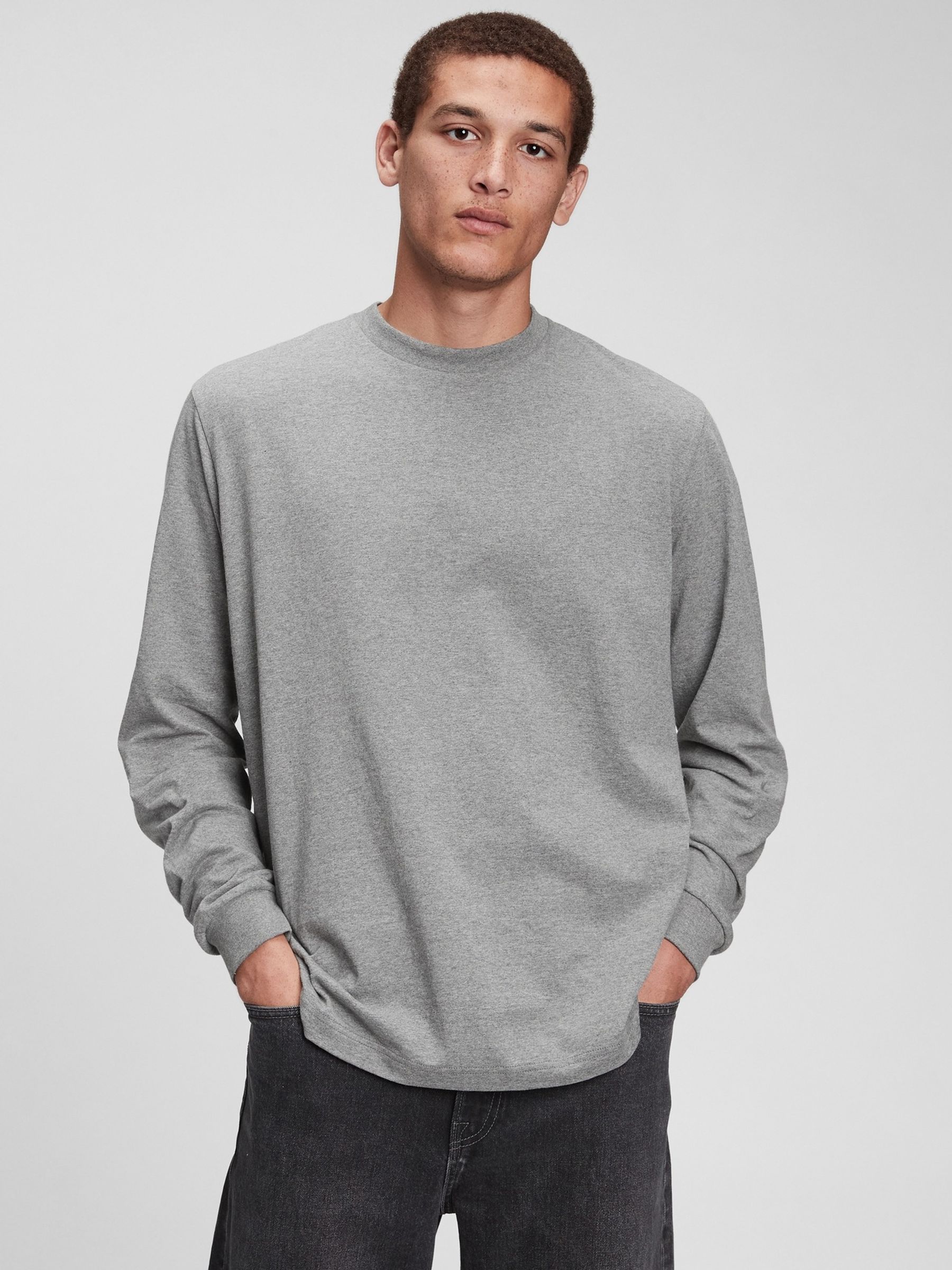 Grey Classic Long Sleeve Crew Neck T-Shirt - Image 1 of 1