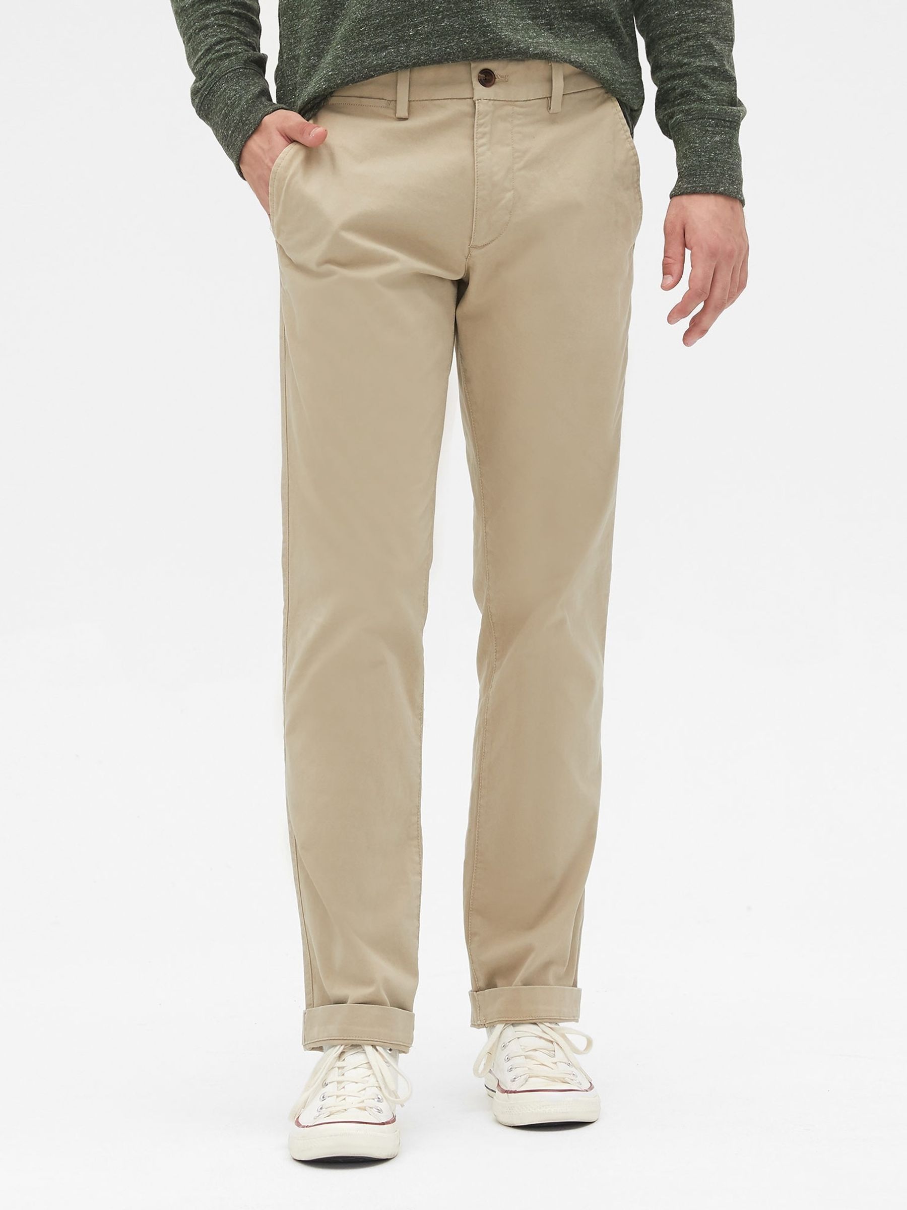 Beige Straight Fit Stretch Essential Chino Trousers - Image 3 of 5