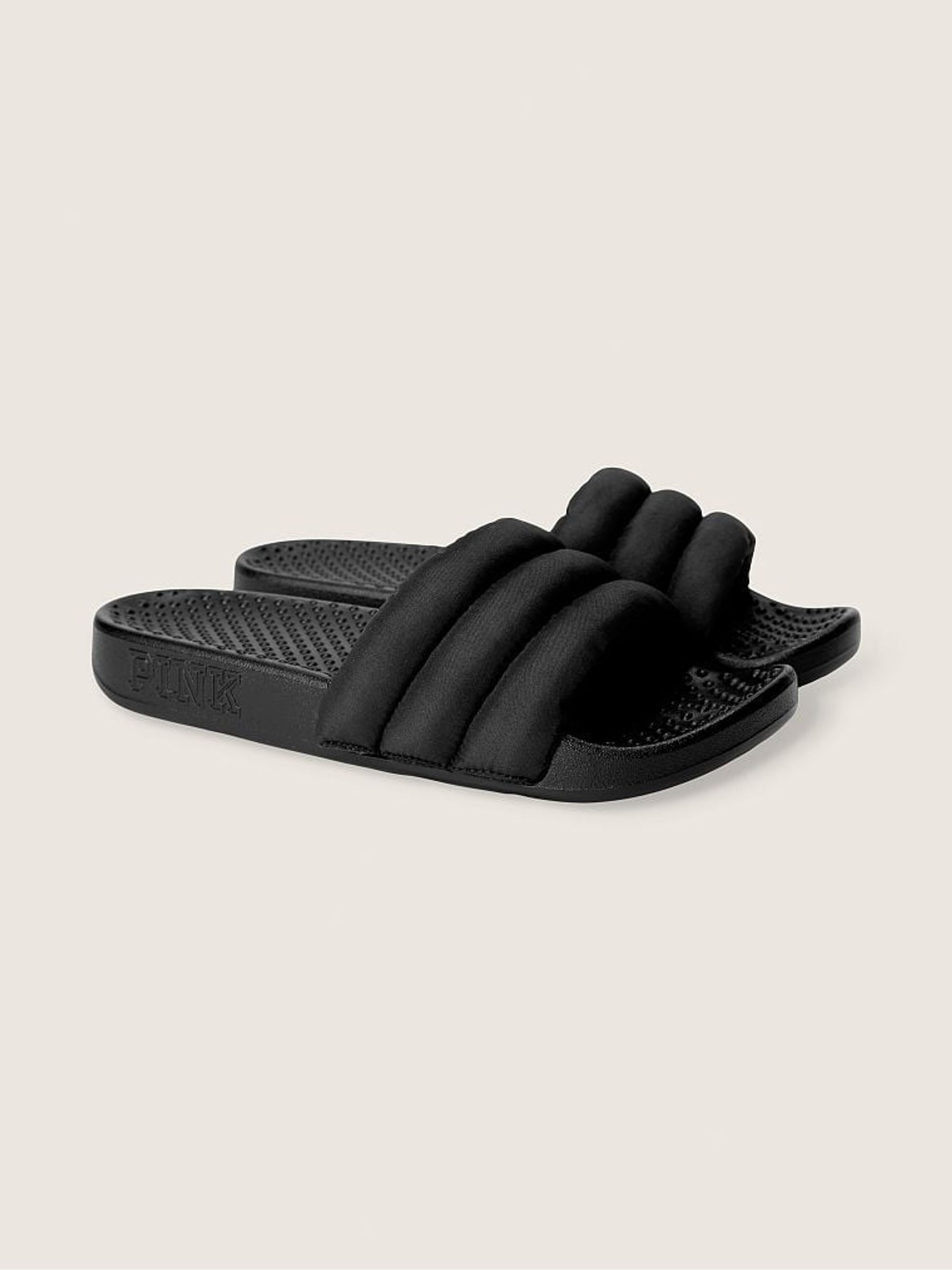 Pure Black Puffer Sliders - Image 1 of 3