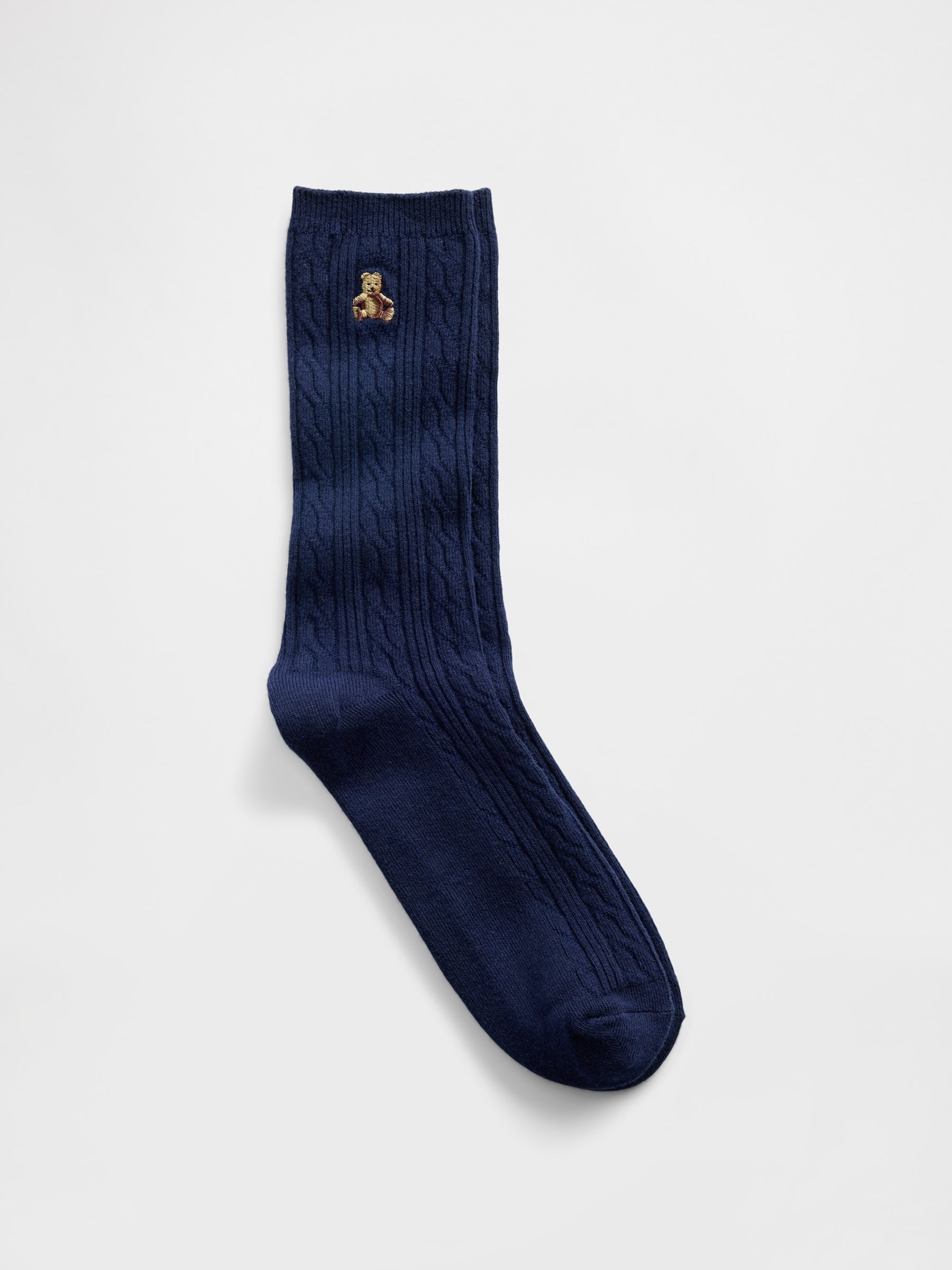 Navy Brannan Bear Cable-Knit Crew Socks - Image 1 of 2 Navy Brannan Bear Cable-Knit Crew Socks - Image 1 of 2