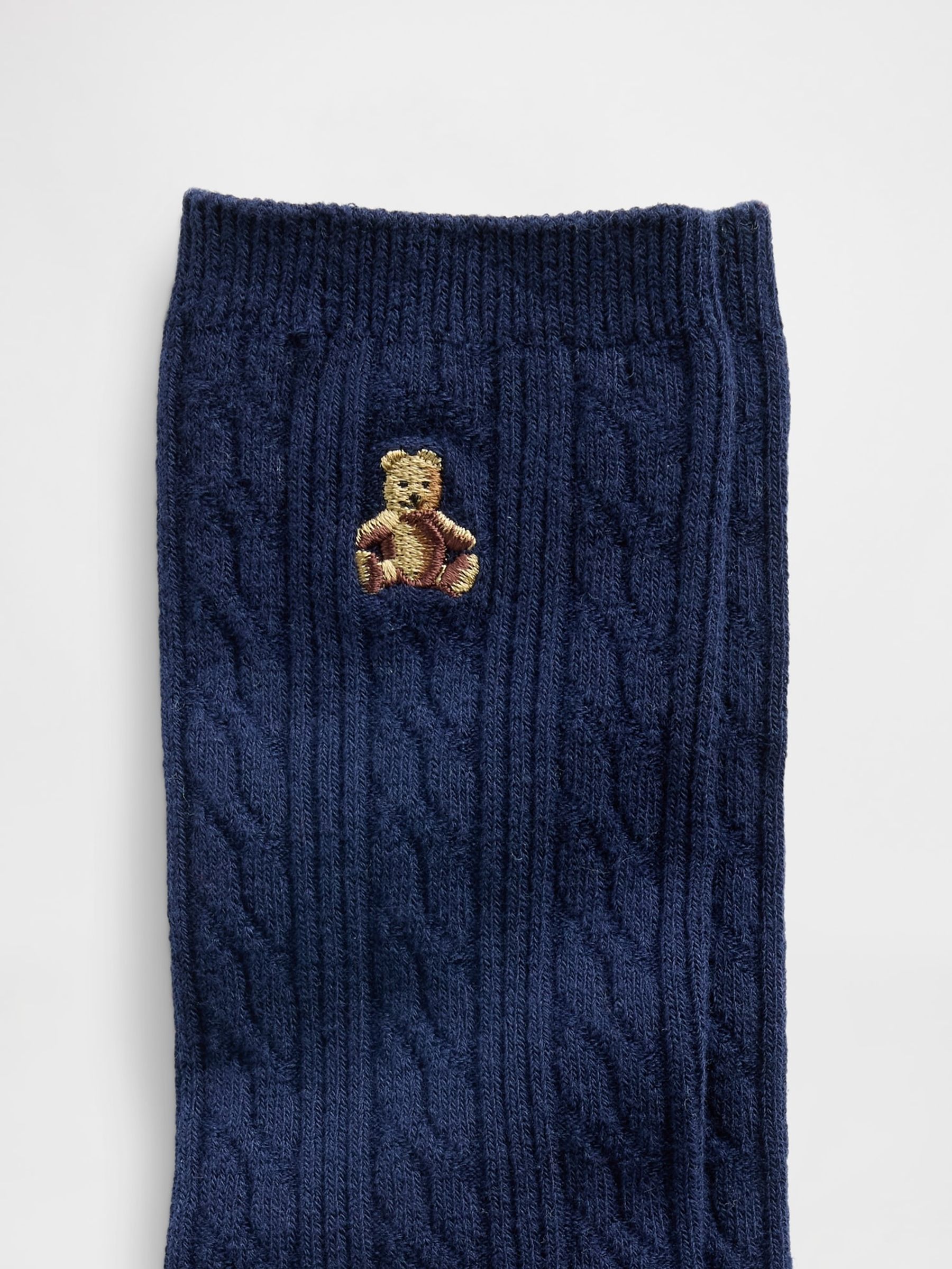 Navy Brannan Bear Cable-Knit Crew Socks - Image 2 of 2