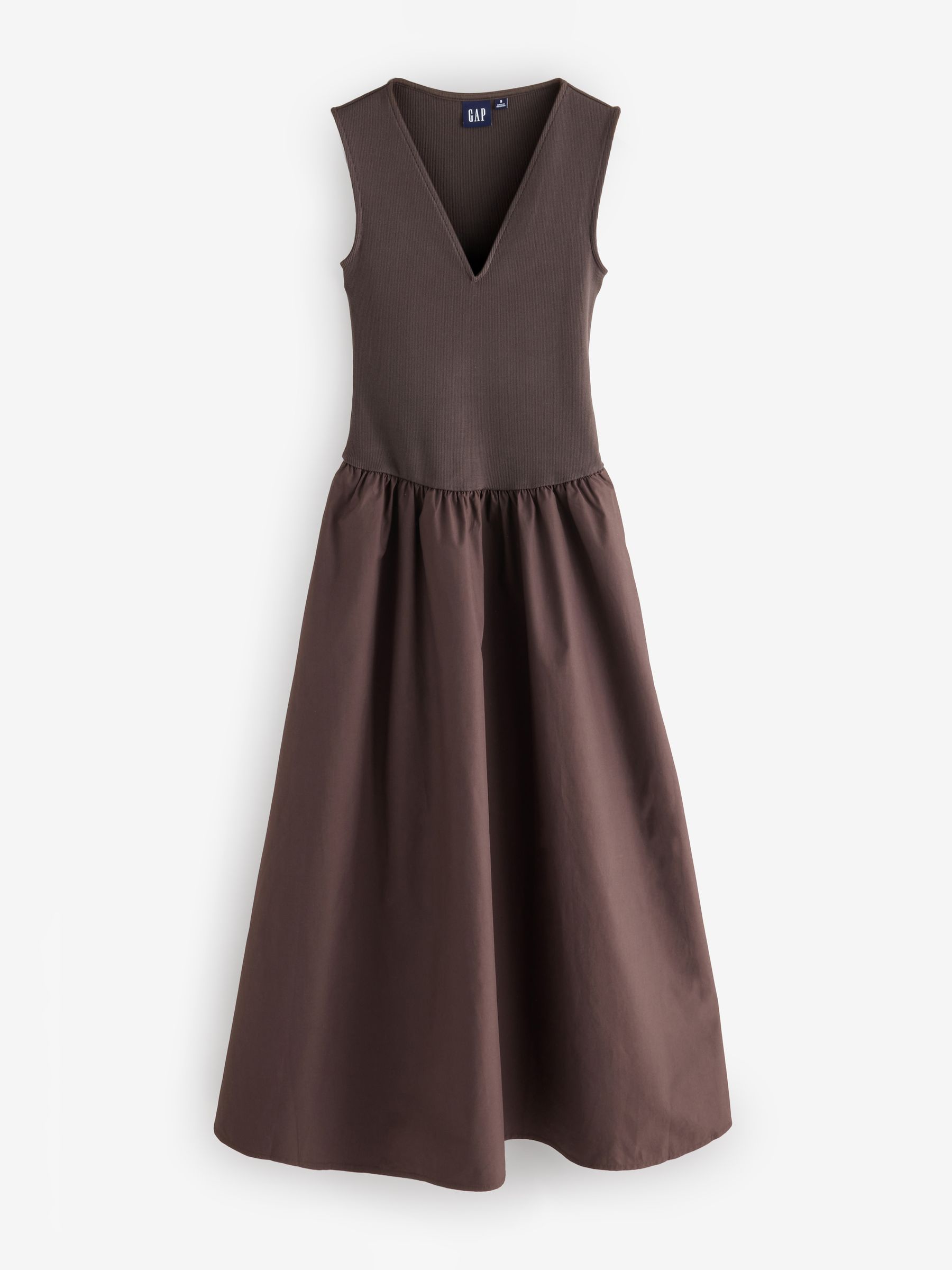 Brown Mixed Media Drop-Waist Maxi Dress - Image 1 of 4