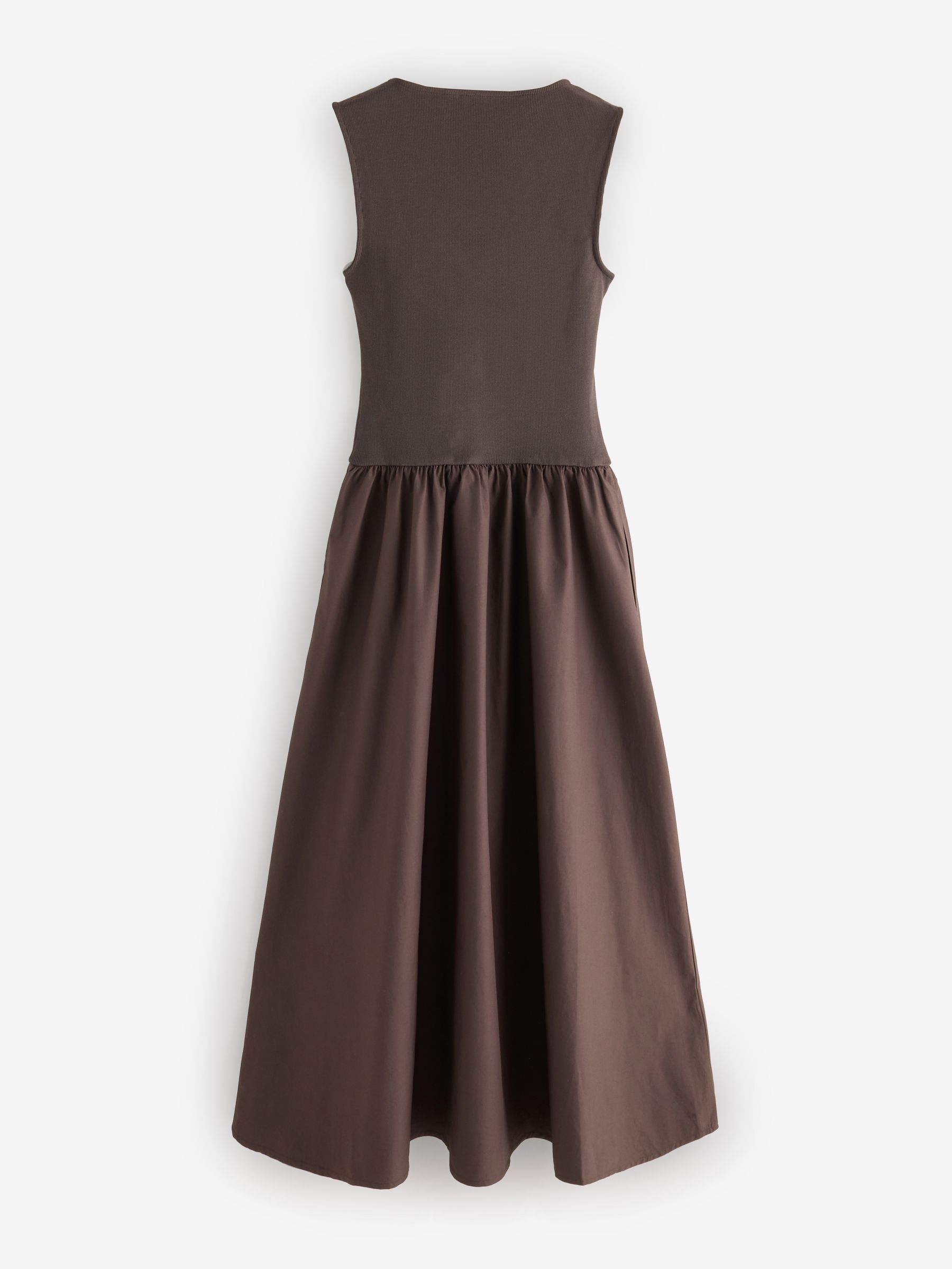 Brown Mixed Media Drop-Waist Maxi Dress - Image 2 of 4