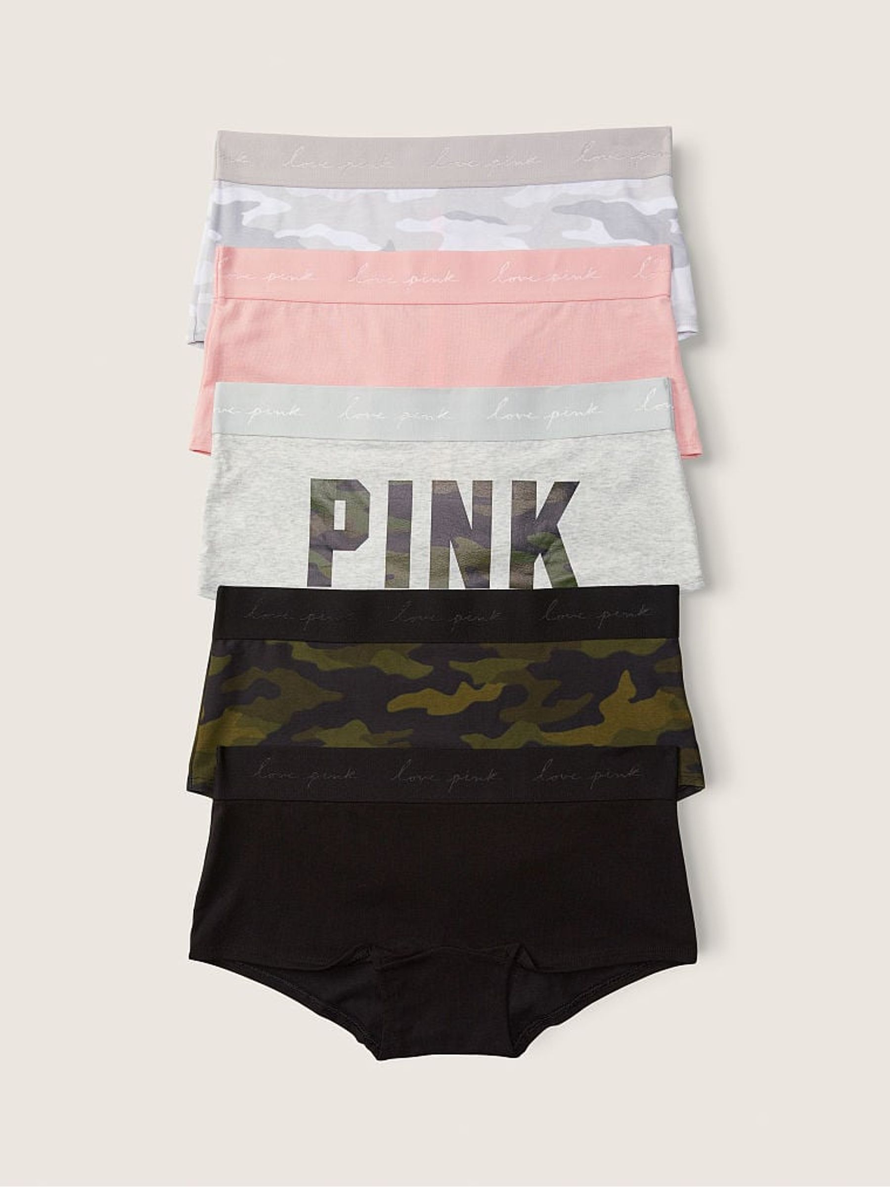 Black/Grey/Pink/Green Short Knickers Multipack - Image 1 of 2