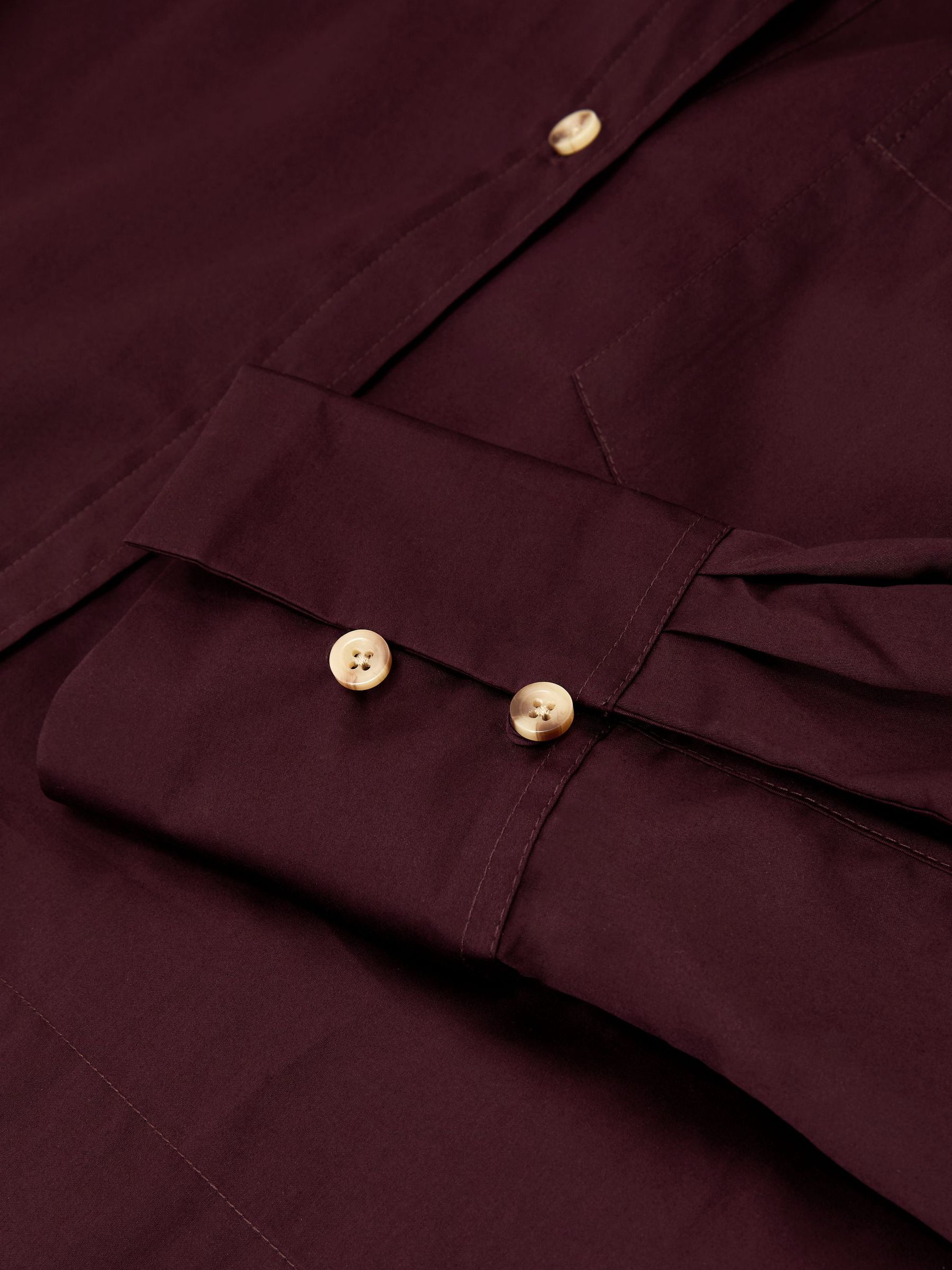 Cotton Cropped Long-Sleeve Shirt in Burgundy - Image 8 of 8