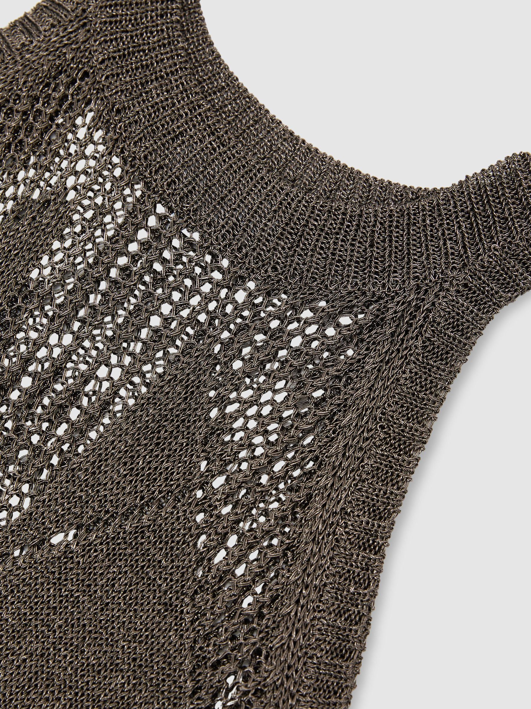 Texturovaná pletená Metalická barva vesta v barvě Gunmetal - Obrázek 5 z 6