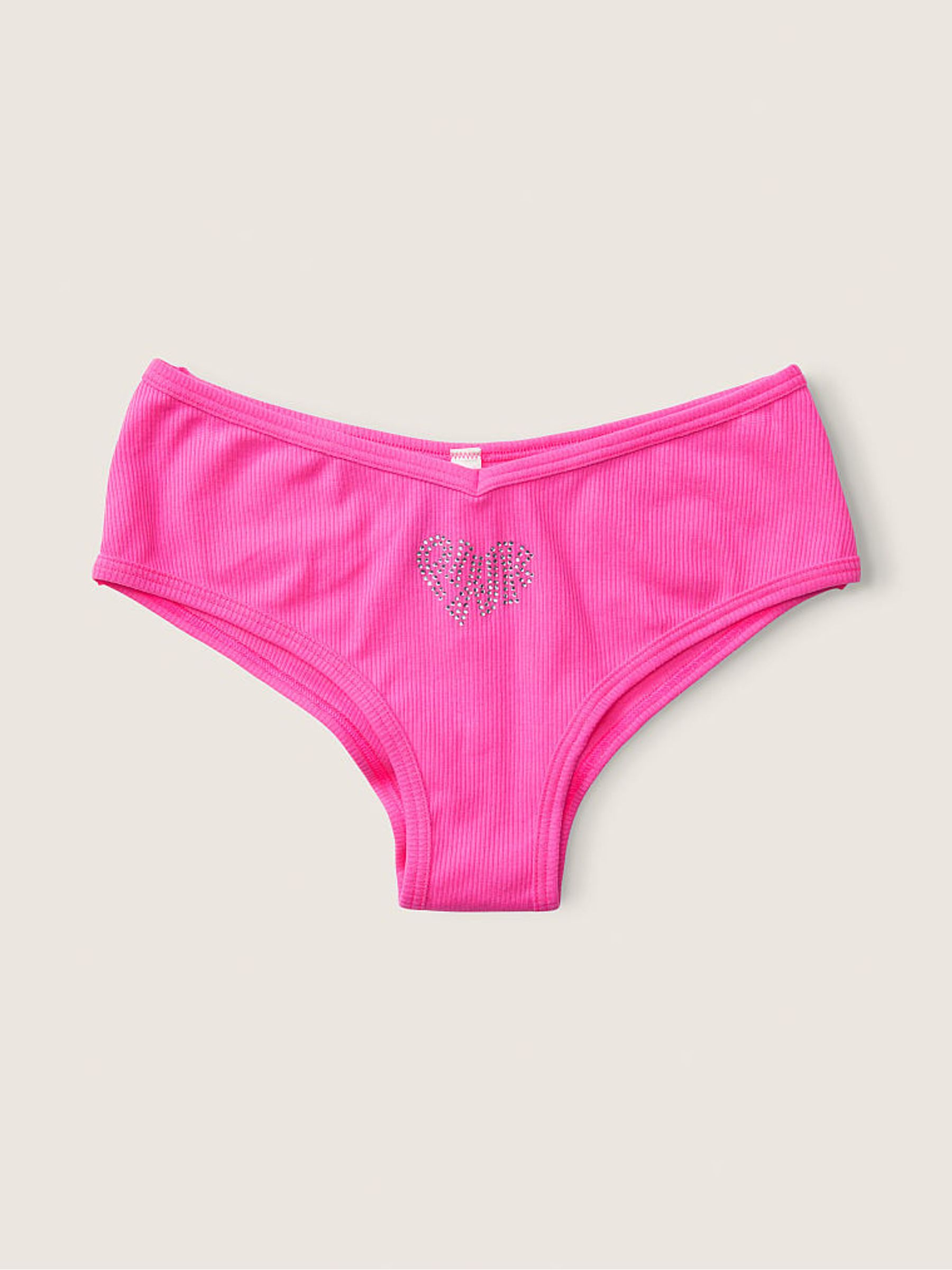 Atomic Pink with Diamente Pink Cheeky Cotton Knickers - Image 1 of 2