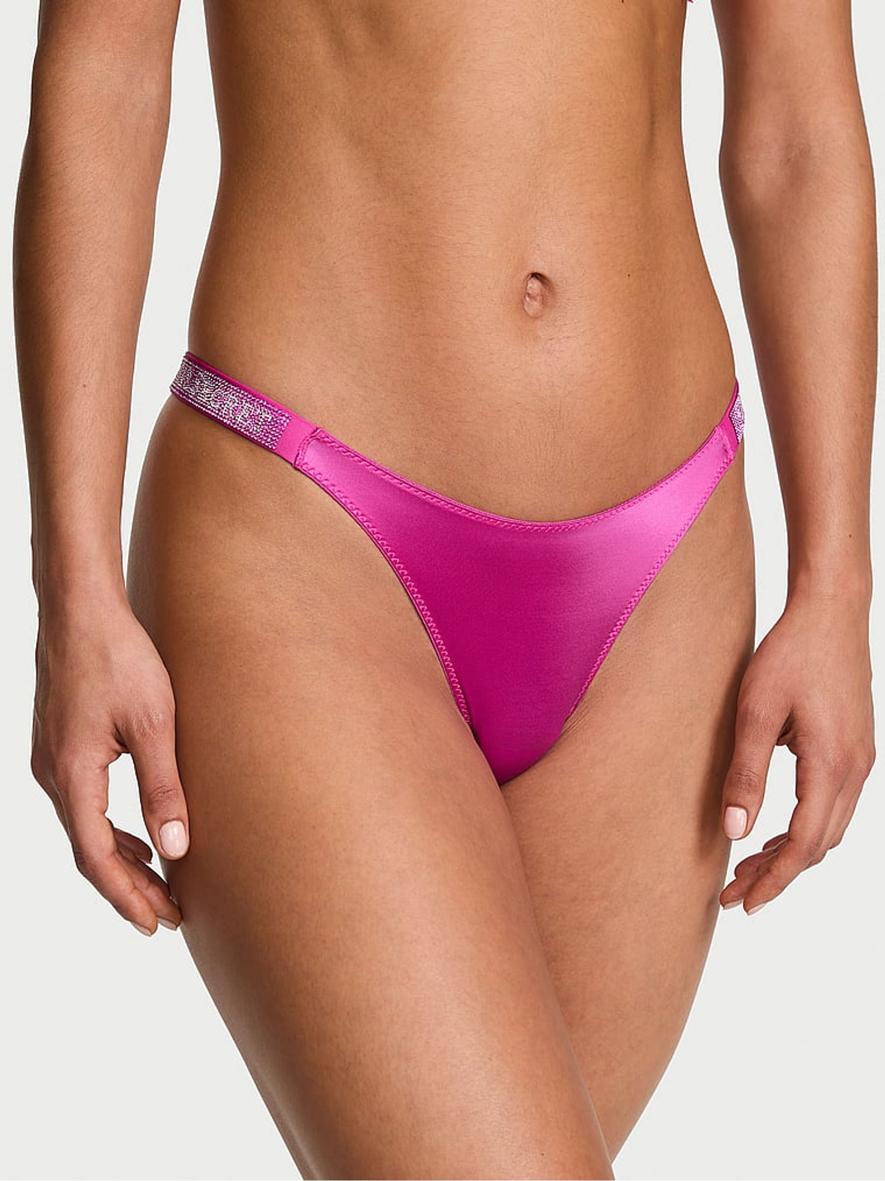Pink Fire Thong Shine Strap Knickers - Image 1 of 2 Pink Fire Thong Shine Strap Knickers - Image 1 of 2