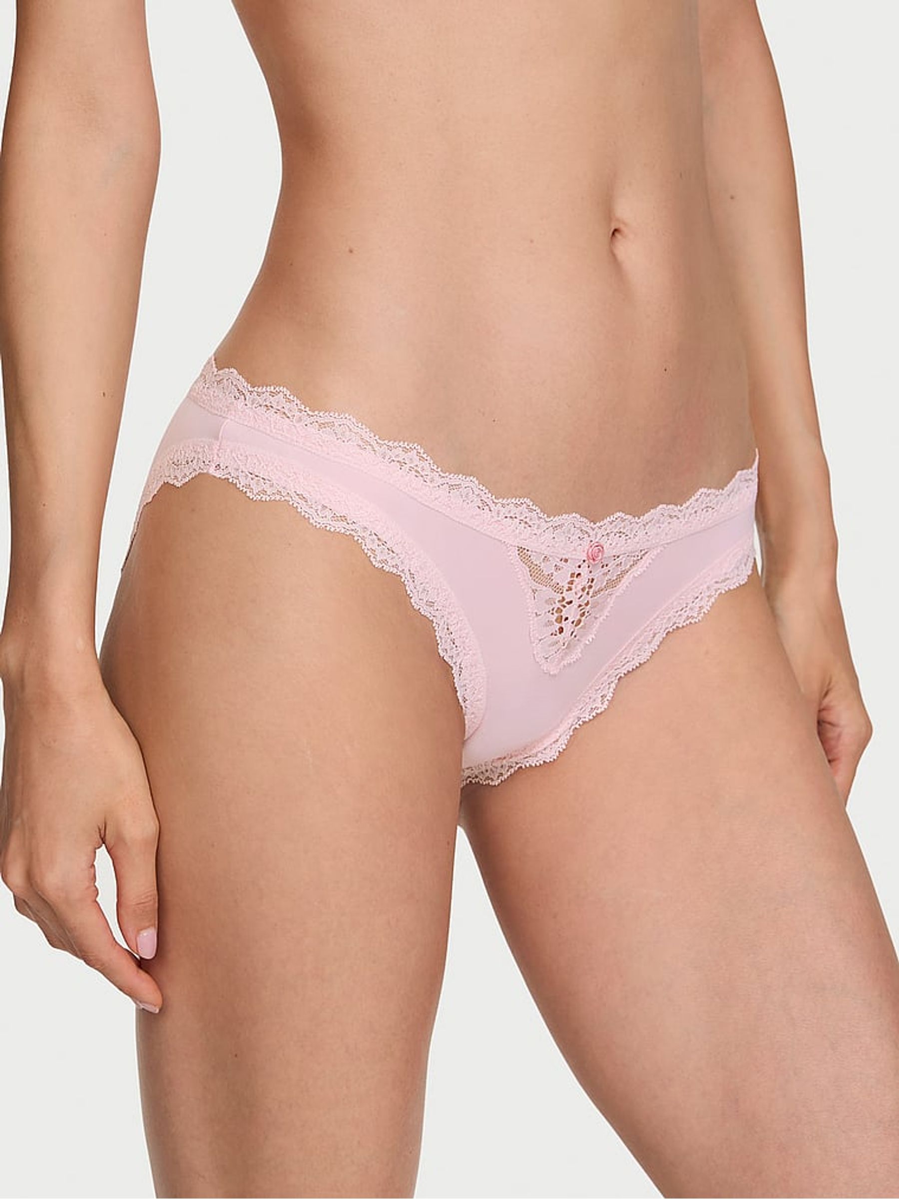 Angel Pink Lace Trim Bikini Knickers - Image 1 of 2
