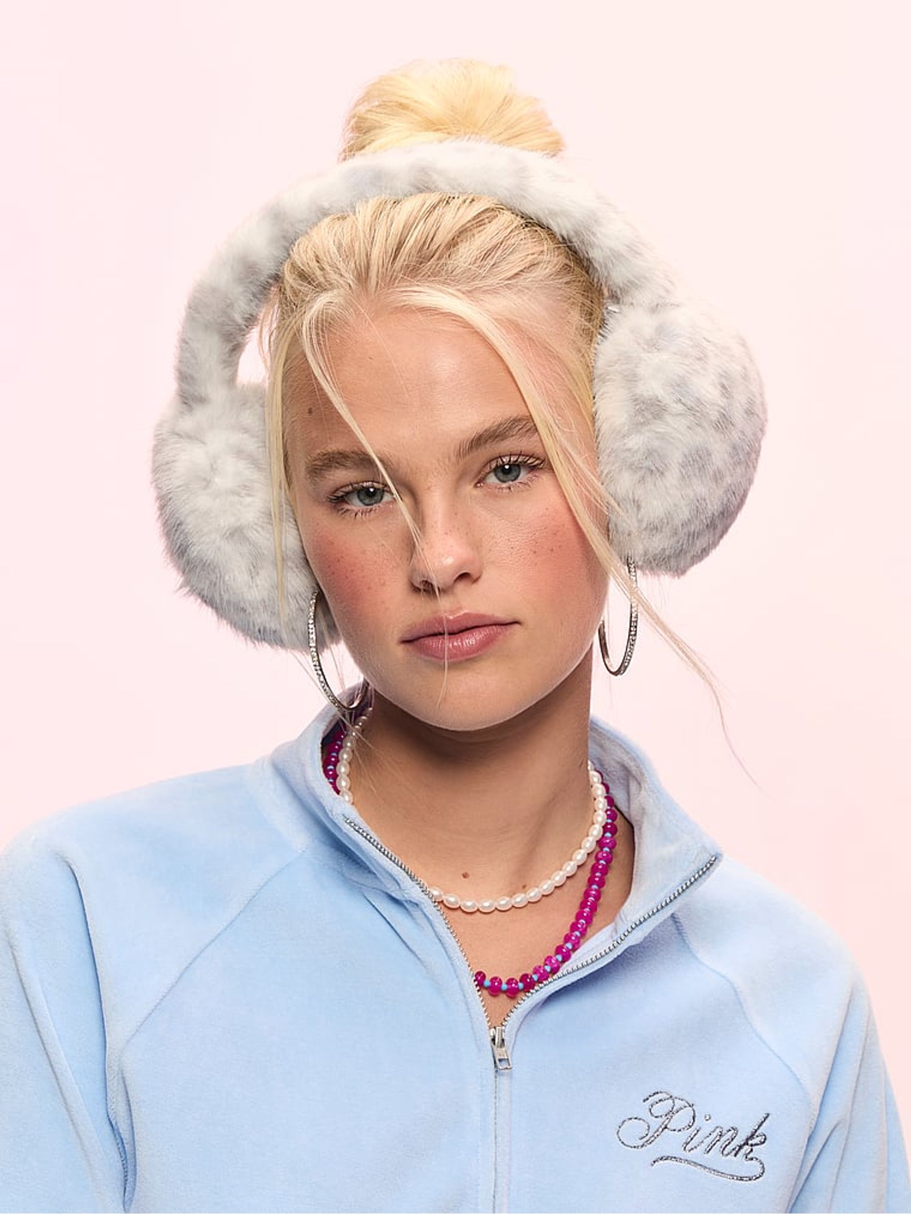 Grey Leopard Faux Fur Earmuffs - Image 1 of 2