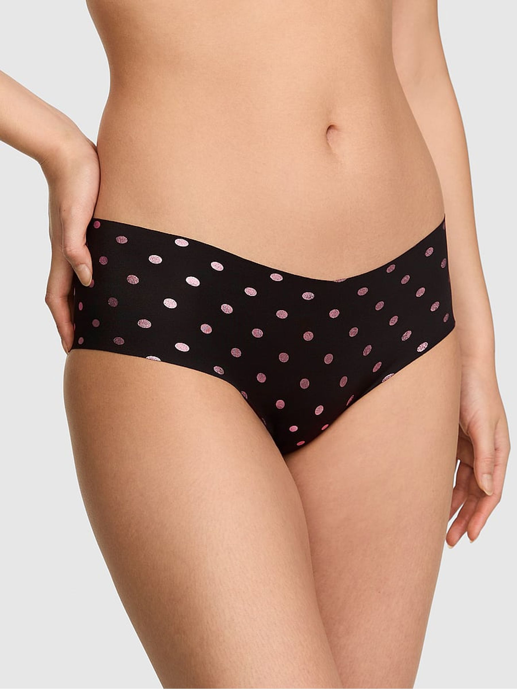 Black/Pink Foil Polka Dots Cheeky No Show Knickers - Image 1 of 2