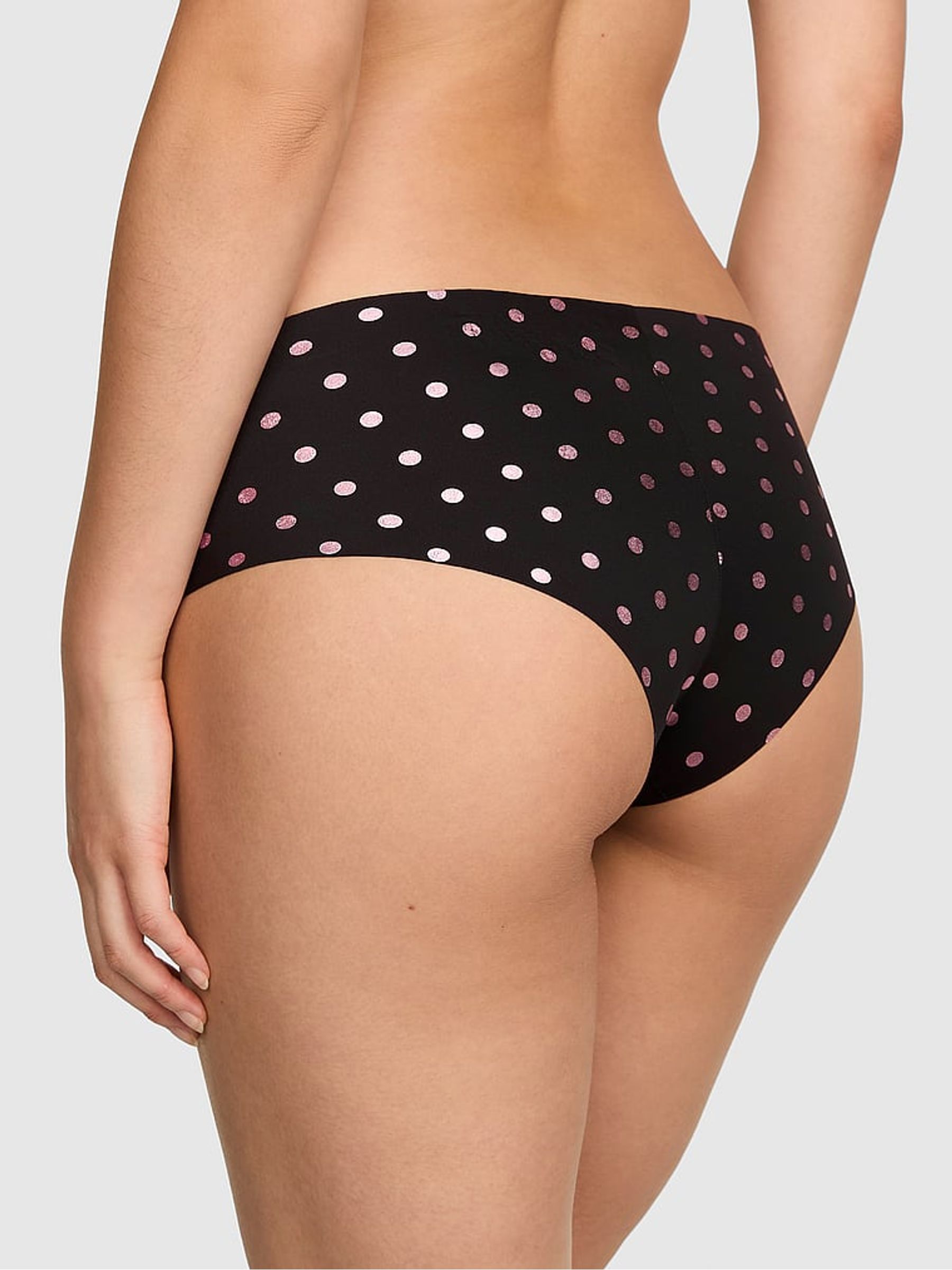 Black/Pink Foil Polka Dots Cheeky No Show Knickers - Image 2 of 2