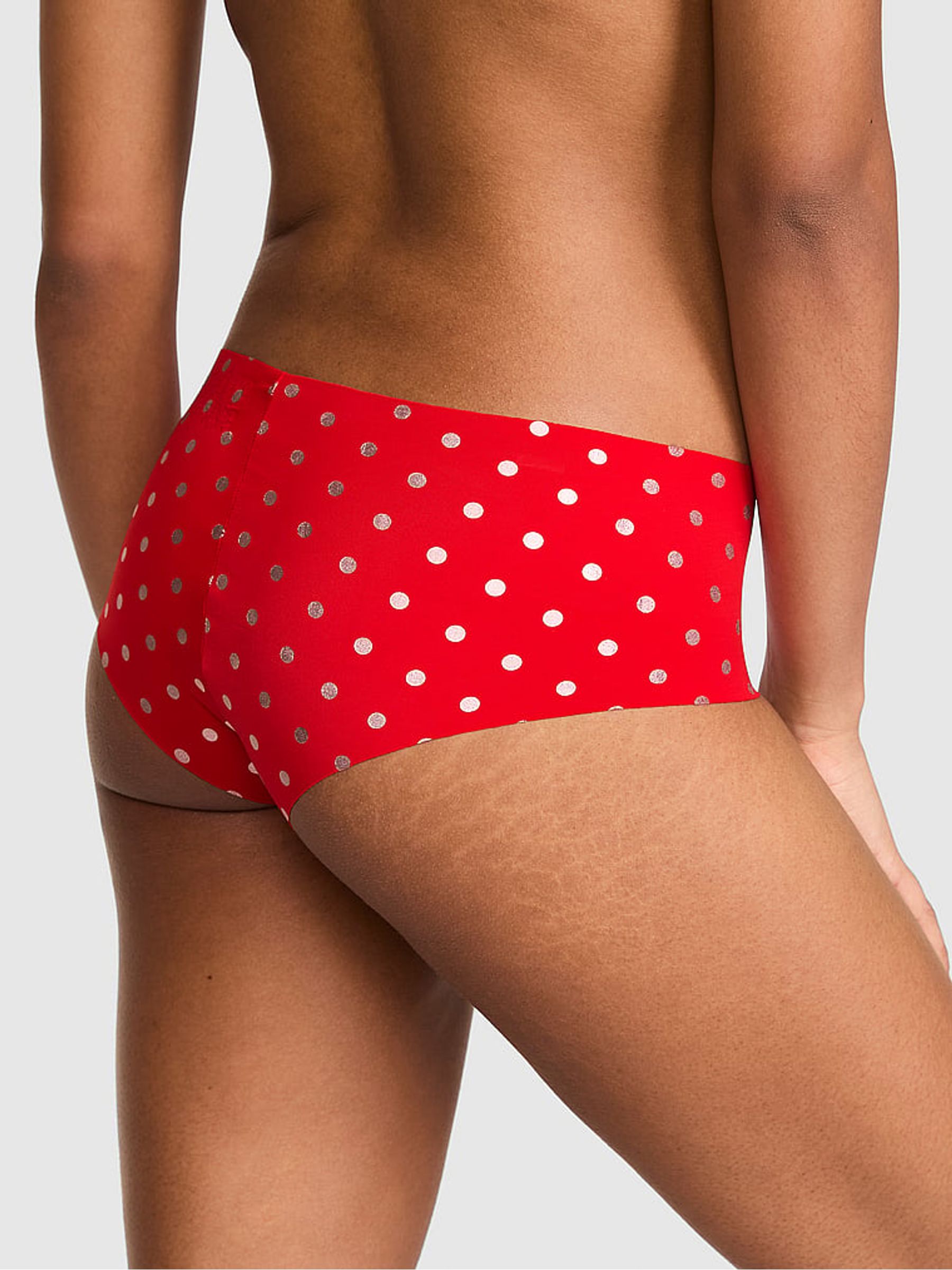 Bright Vermillion Red  Foil Polka Dots Cheeky No Show Knickers - Image 2 of 2