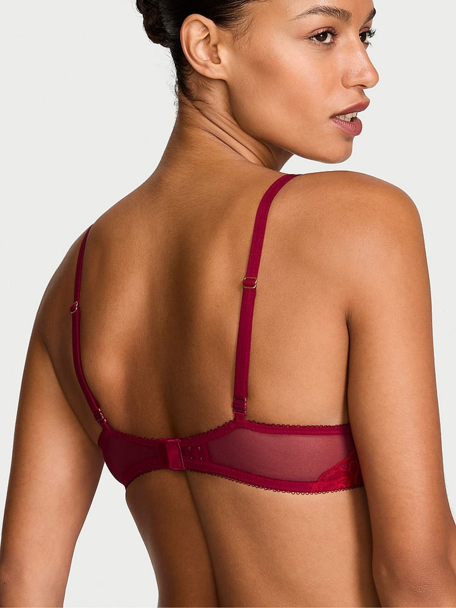 Red Lacquer Plunge Push Up Lace Bra - Image 2 of 2 Red Lacquer Plunge Push Up Lace Bra - Image 2 of 2