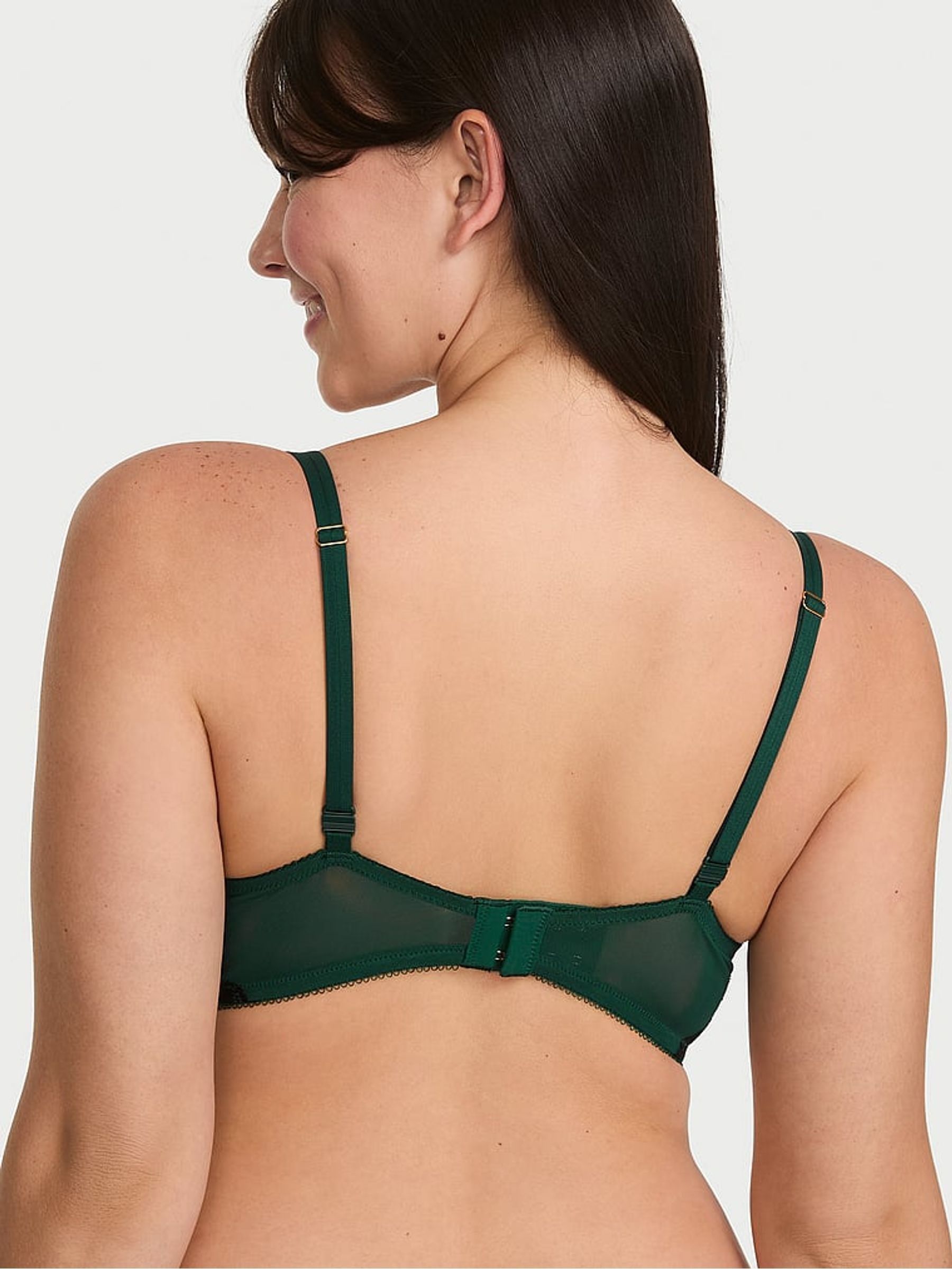 Velvet Pine Green Plunge Push Up Lace Bra - Image 2 of 2