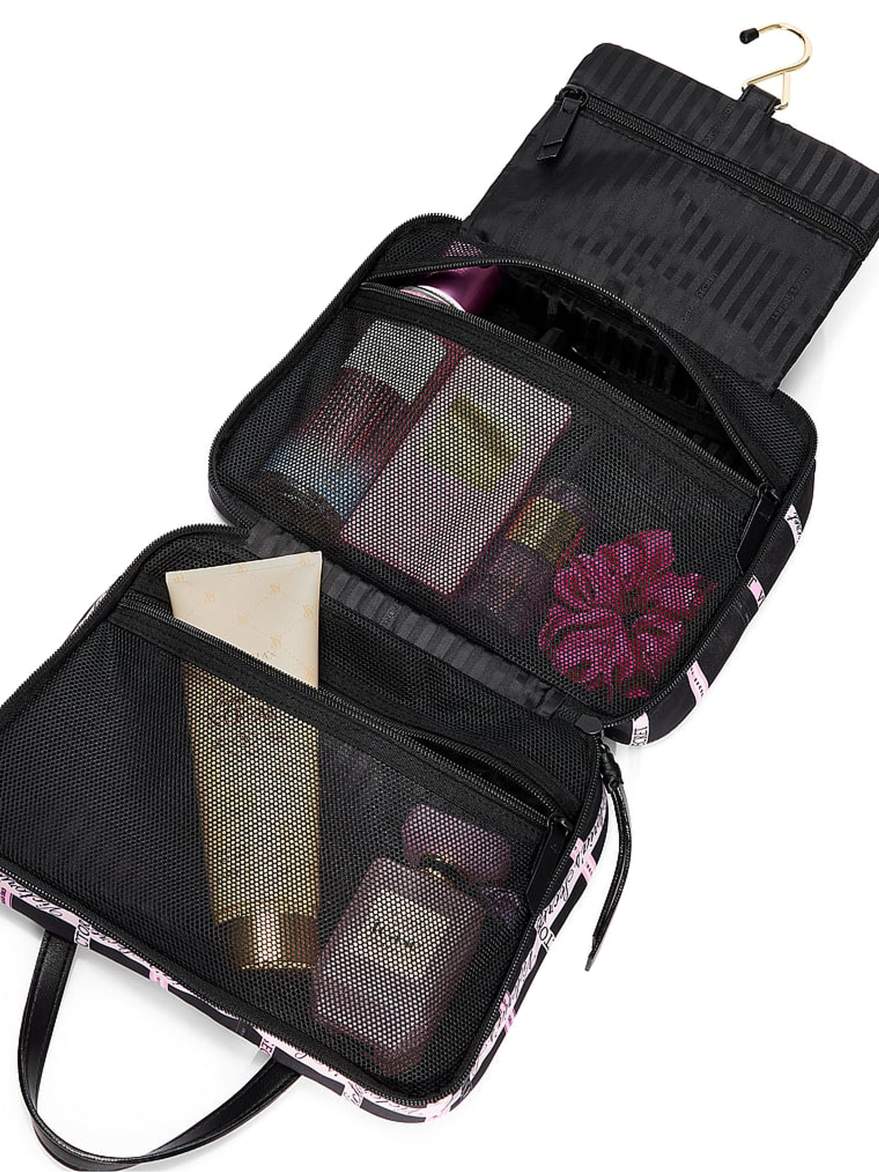 Black and Pink Ribbon Makeup Bag - Image 3 of 3 Black and Pink Ribbon Makeup Bag - Image 3 of 3