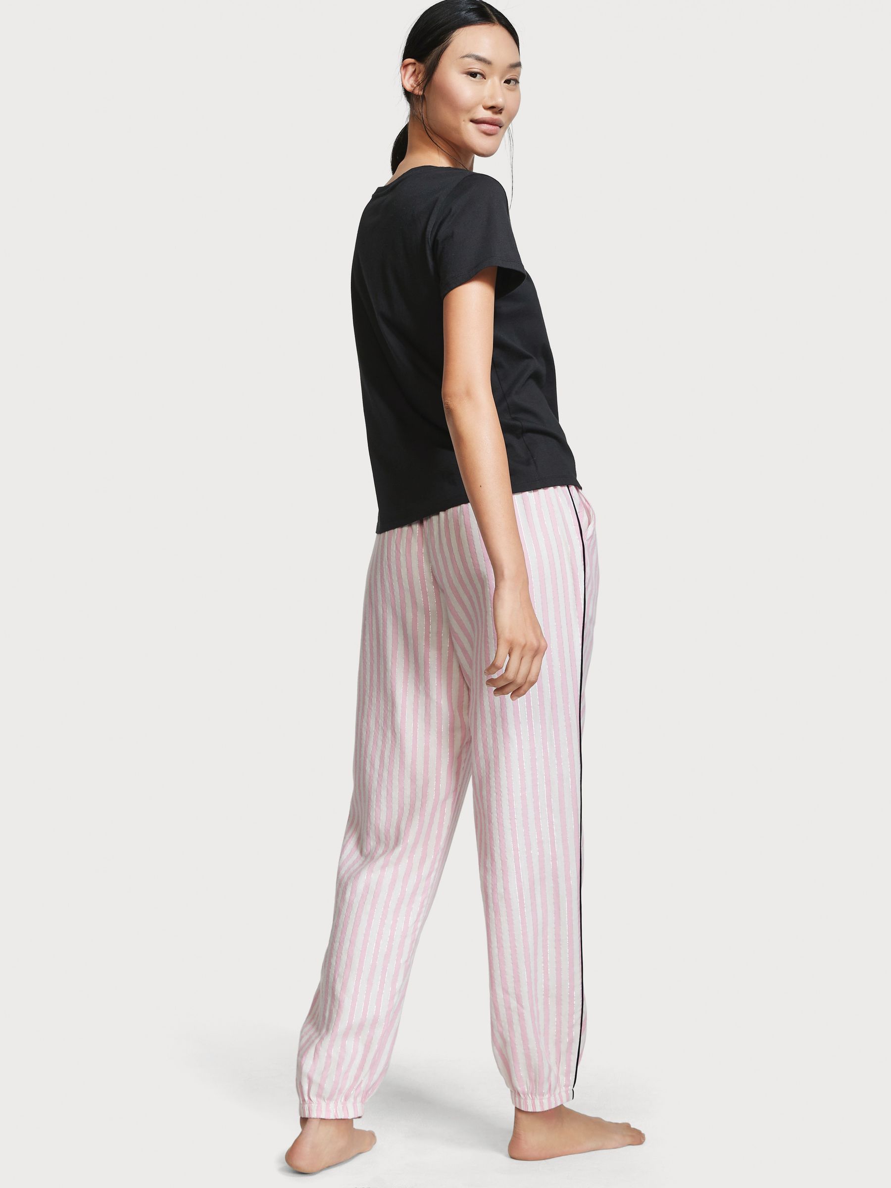 Pink Iconic Stripe Short Sleeve T-Shirt Flannel Pyjamas - Image 2 of 4