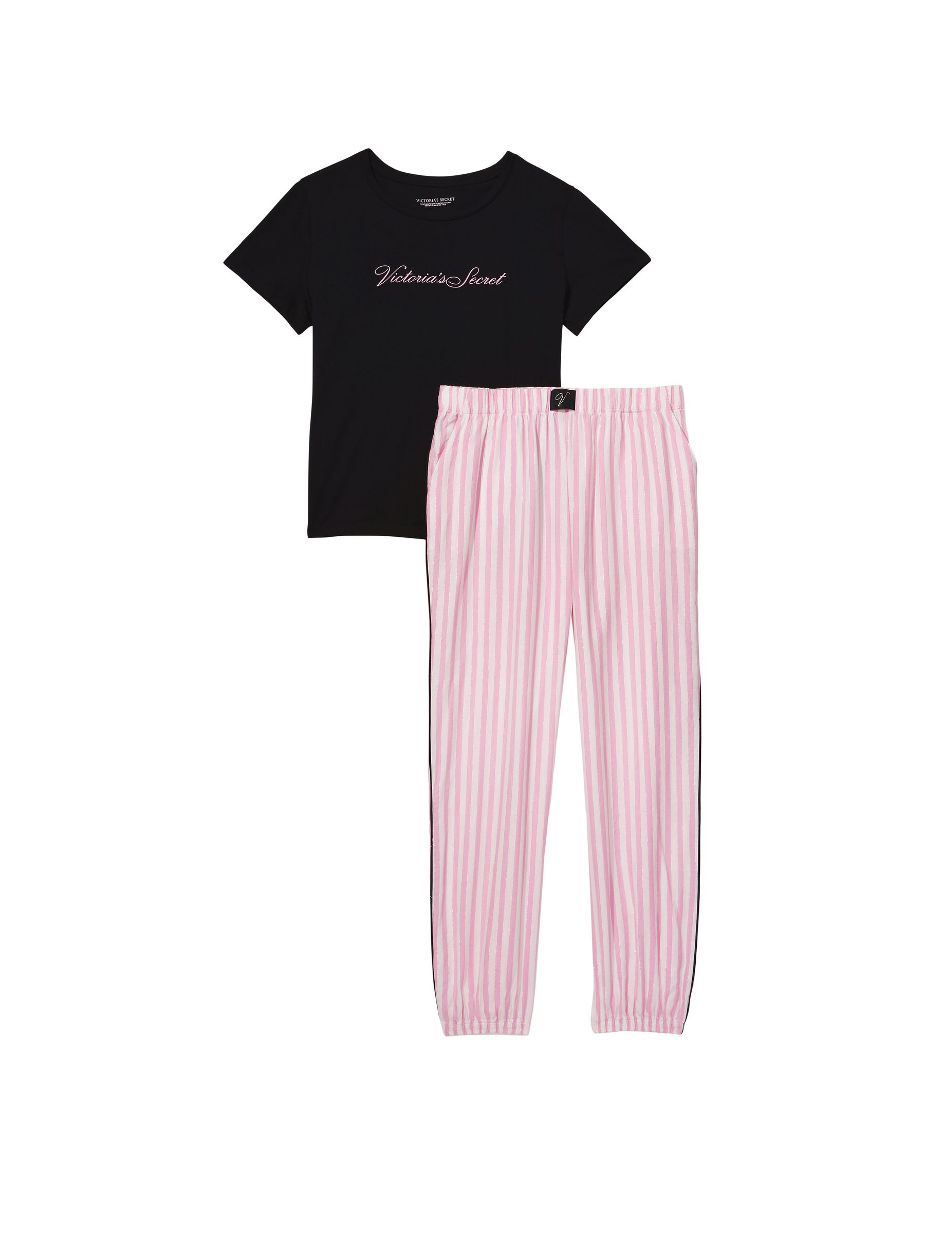 Pink Iconic Stripe Short Sleeve T-Shirt Flannel Pyjamas - Image 3 of 4