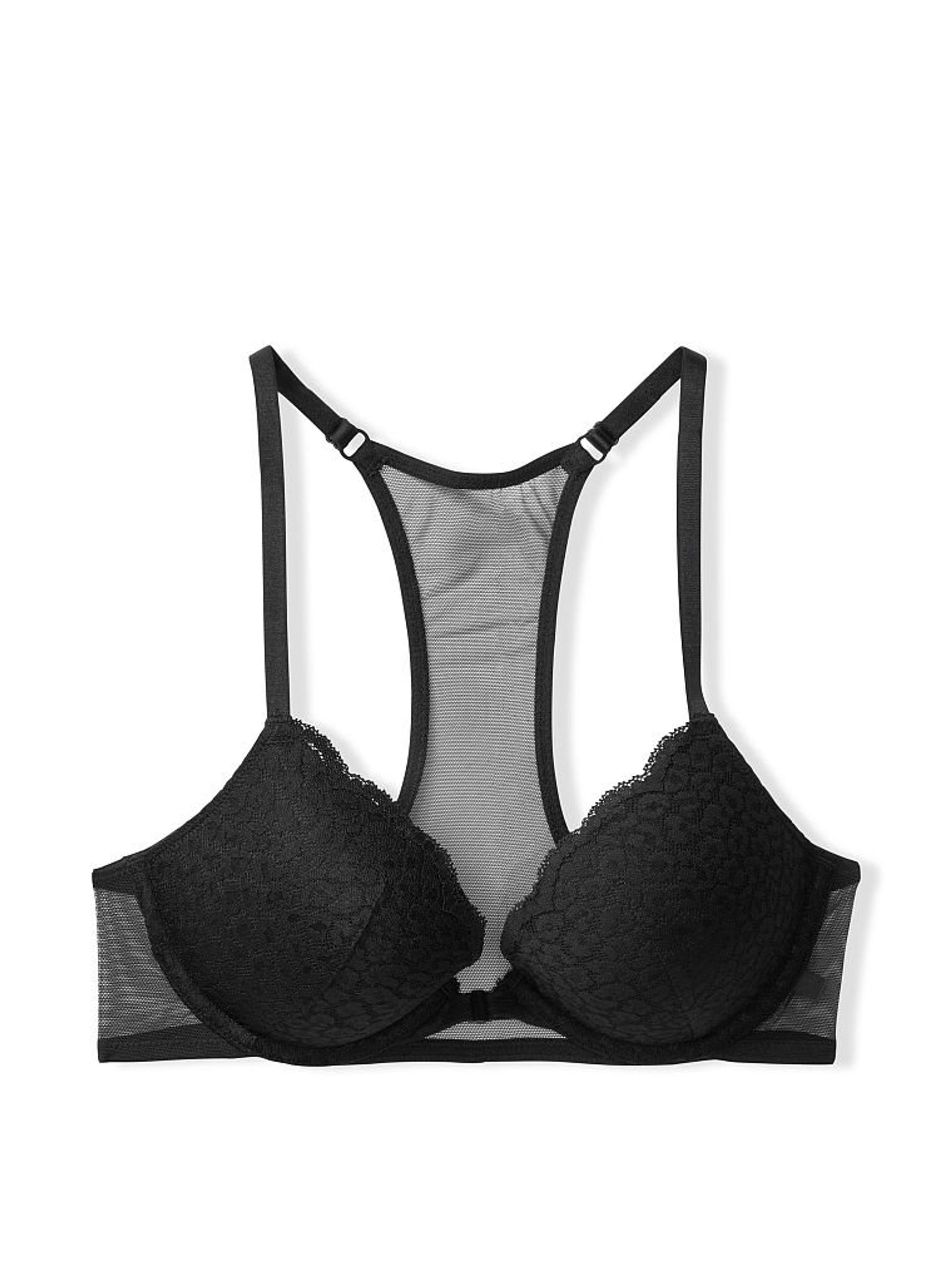 Black Lace Front Fastening Push Up T-Shirt Bra - Image 4 of 4