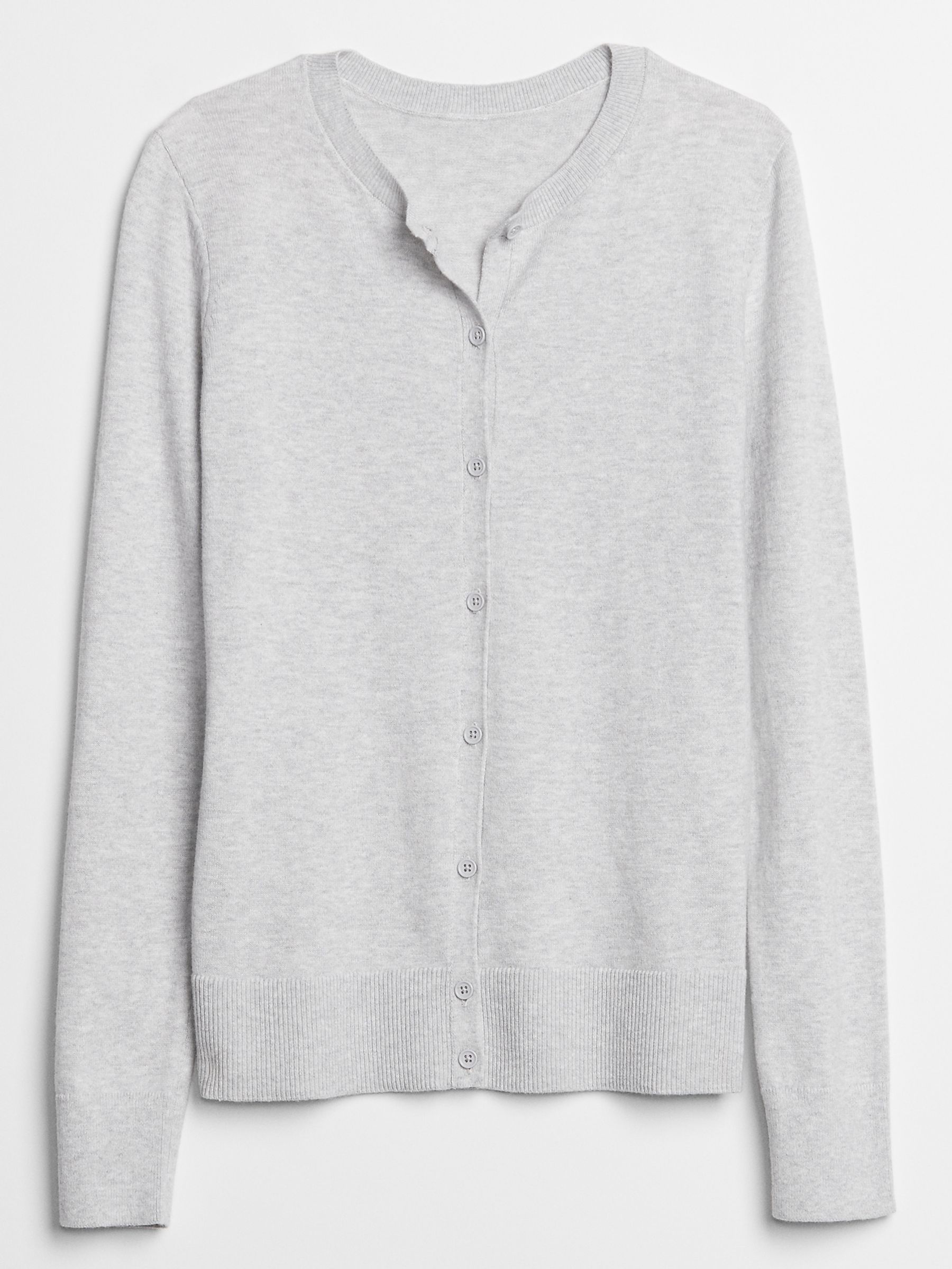 Grey Lightweight Cotton Long Sleeve Crew Neck Cardigan - Image 4 of 4 Grey Lightweight Cotton Long Sleeve Crew Neck Cardigan - Image 4 of 4