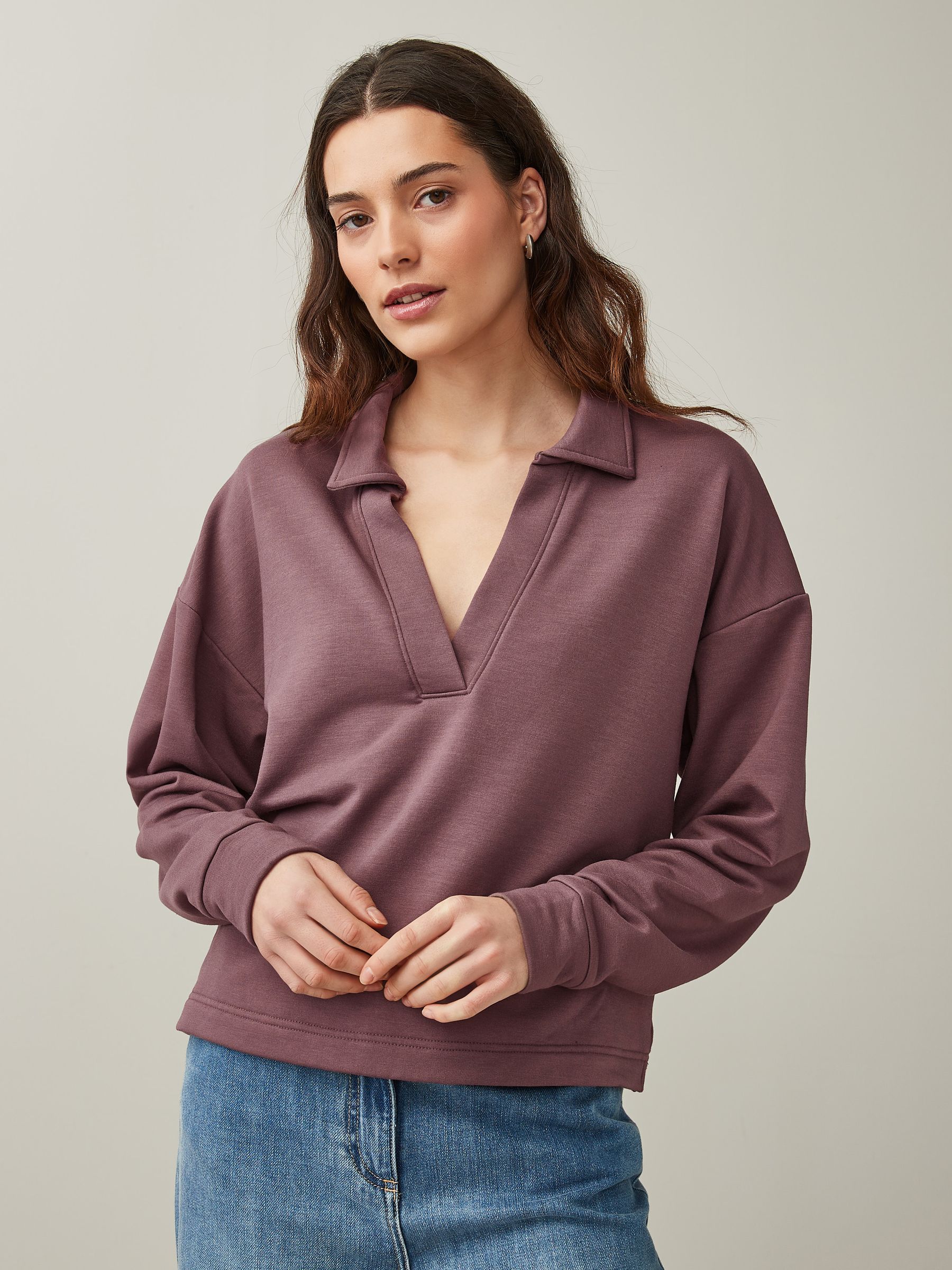 Brown V Neck Collar Pull Over Jumper - Image 1 of 1