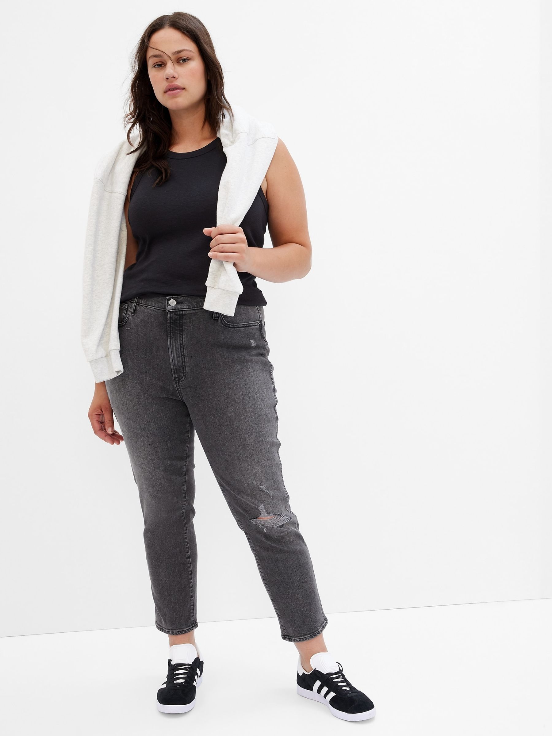 Washed Black High Waisted Ripped Vintage Slim Jeans - Image 1 of 5