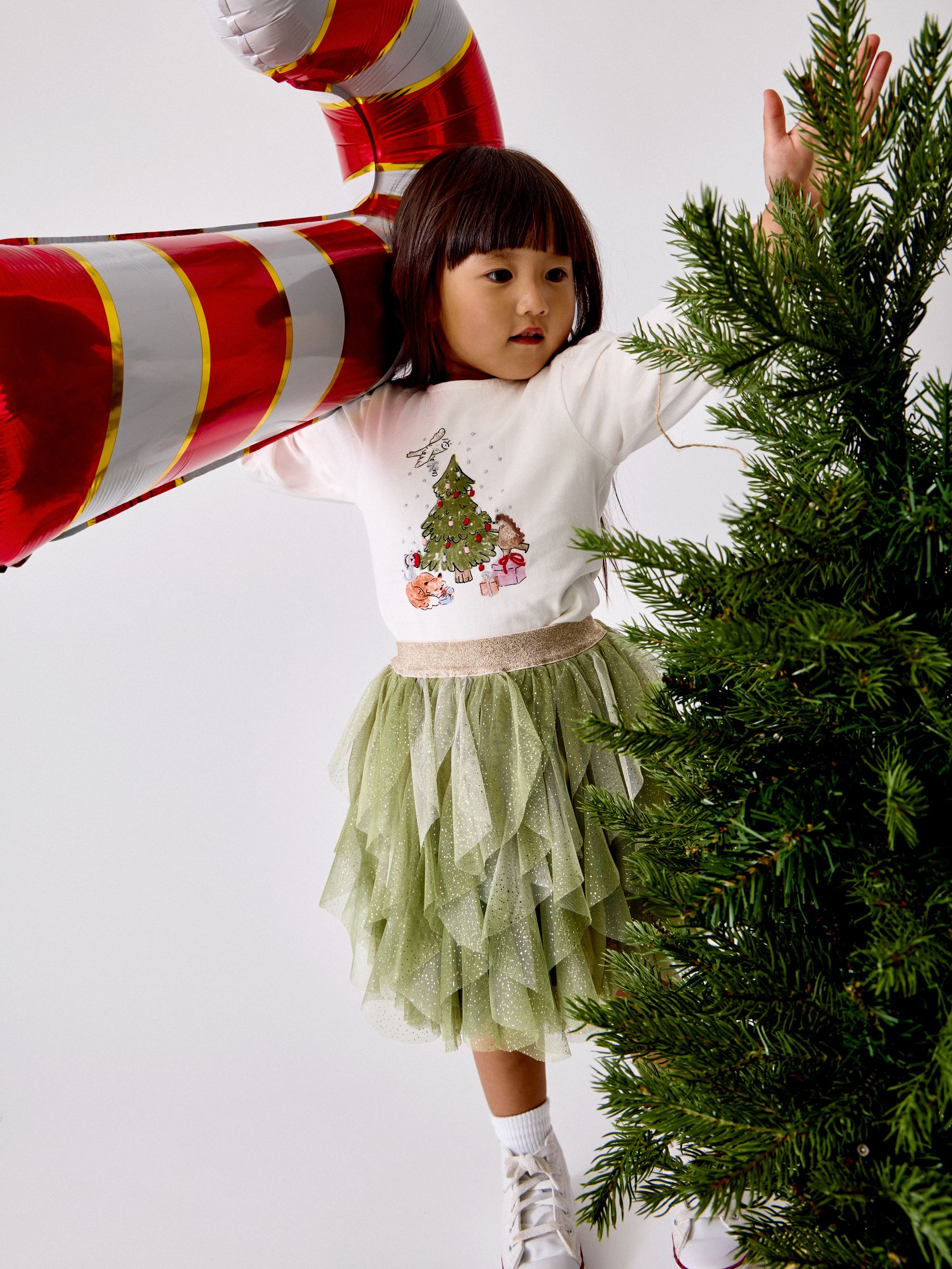 Olive Green Christmas Tree Tulle Skirt & Top Set - Image 2 of 11 Olive Green Christmas Tree Tulle Skirt & Top Set - Image 2 of 11
